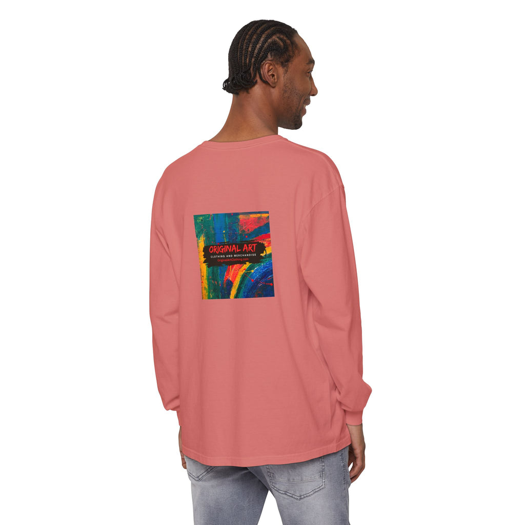 Teacher Long Sleeve T‑Shirt — “I teach. I help small humans become big thinkers.” with Colorful Original Art on Back
