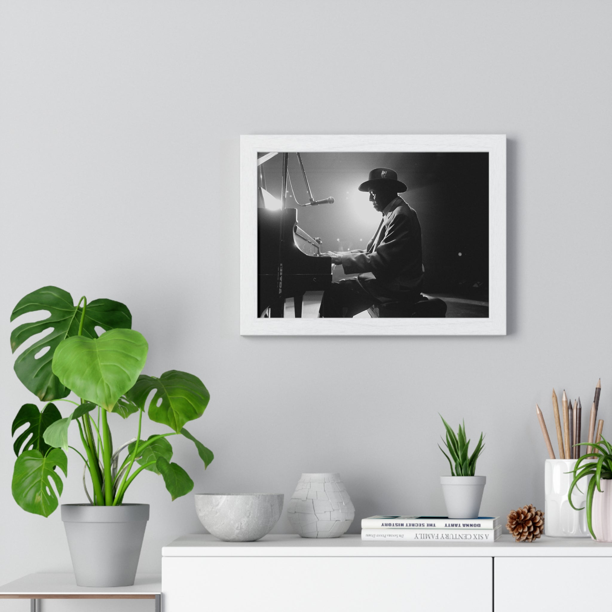 Hall of Fame piano great Johnnie Johnson — Black & White Vintage Music Wall Art