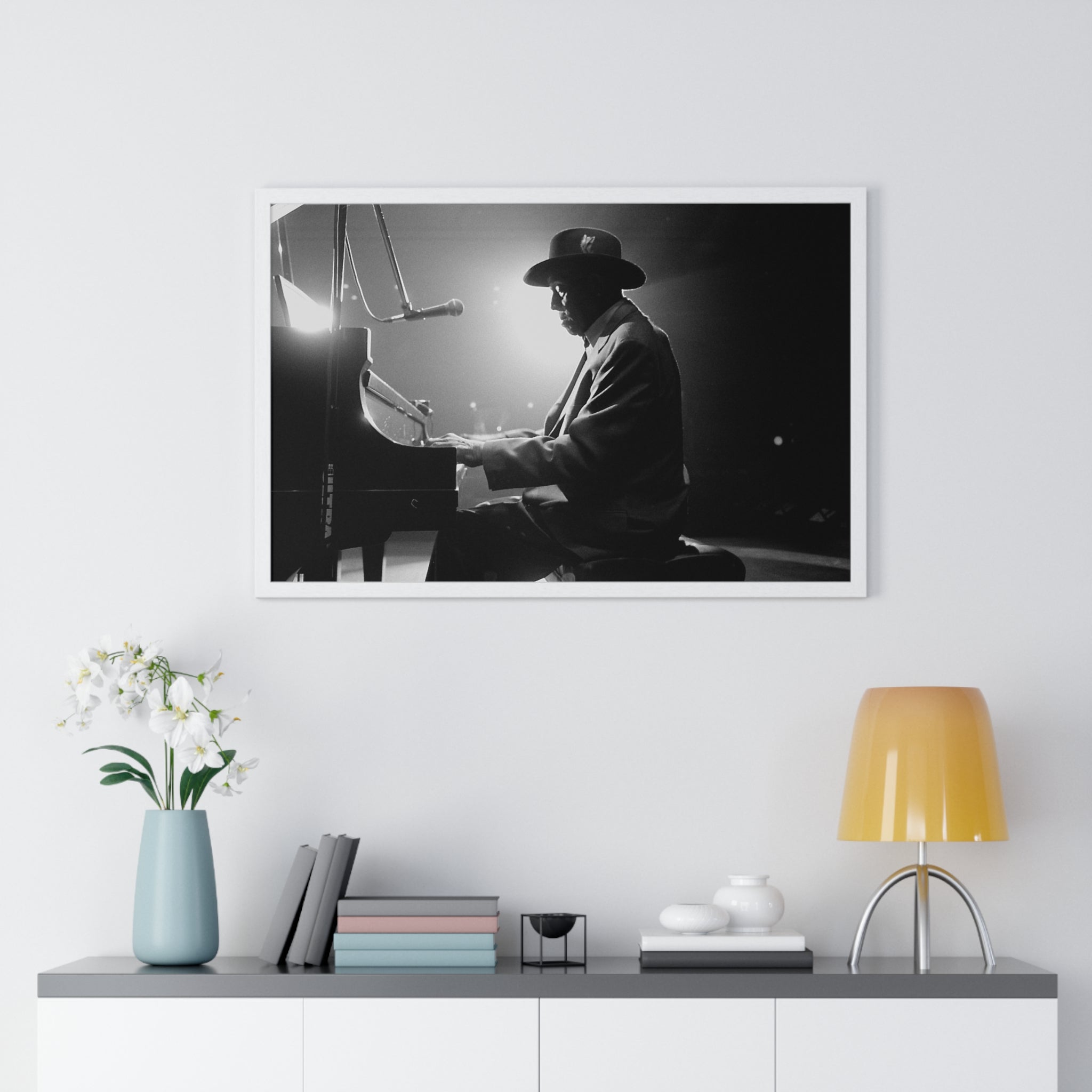 Hall of Fame piano great Johnnie Johnson — Black & White Vintage Music Wall Art