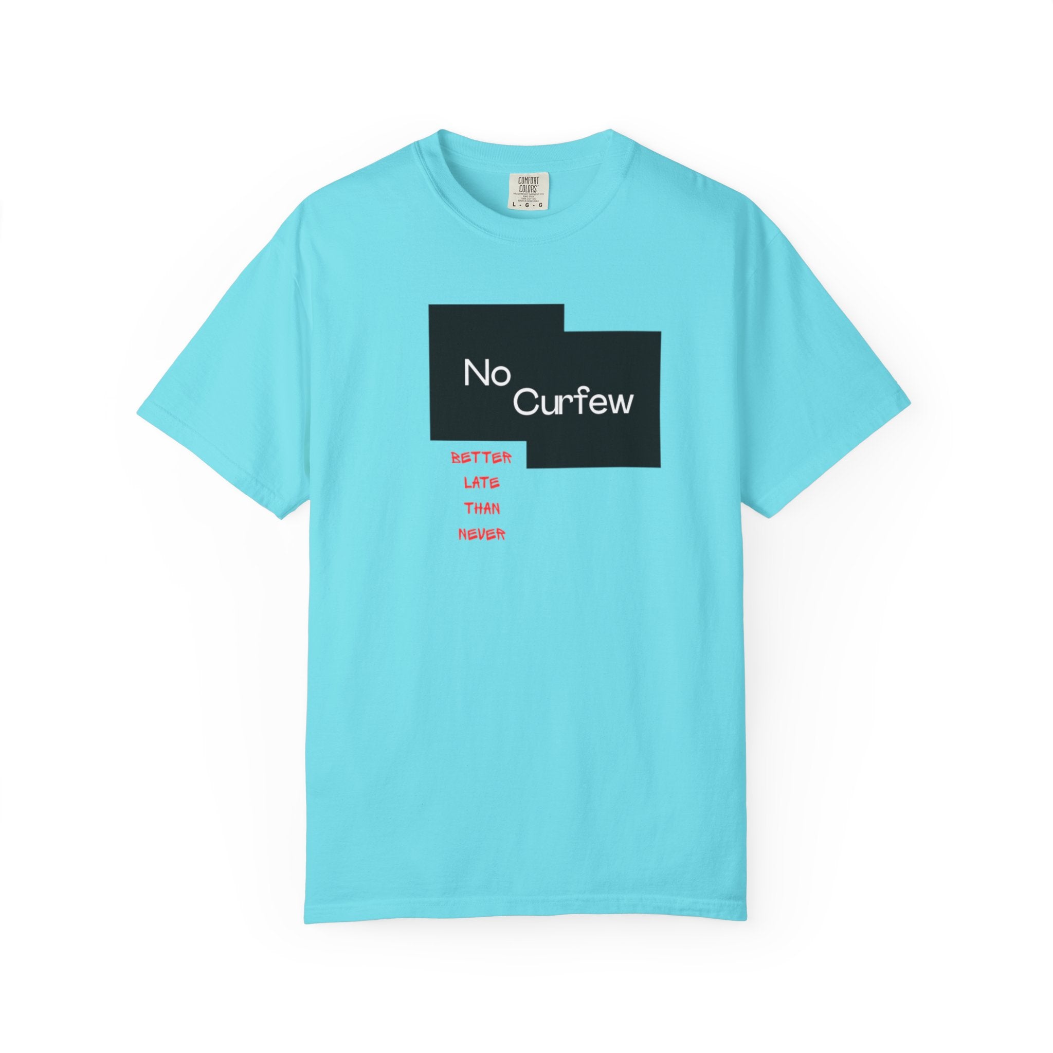 No Curfew Unisex Garment-Dyed T-shirt | Ideal for Teens, Casual Wear, Gifts, Parties, Summer Events
