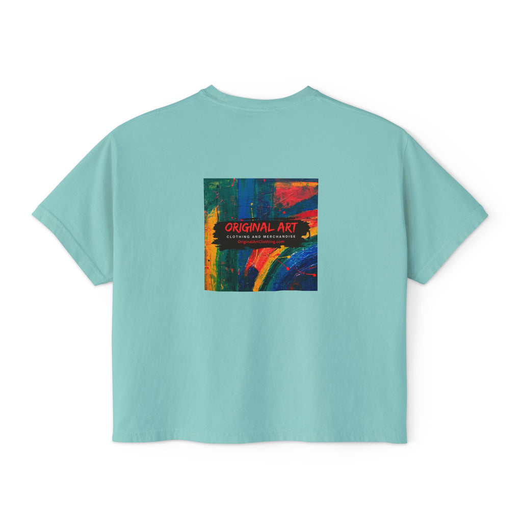 Teacher Graphic Boxy Tee — "I teach. I make it make sense." with Colorful Original Art Back