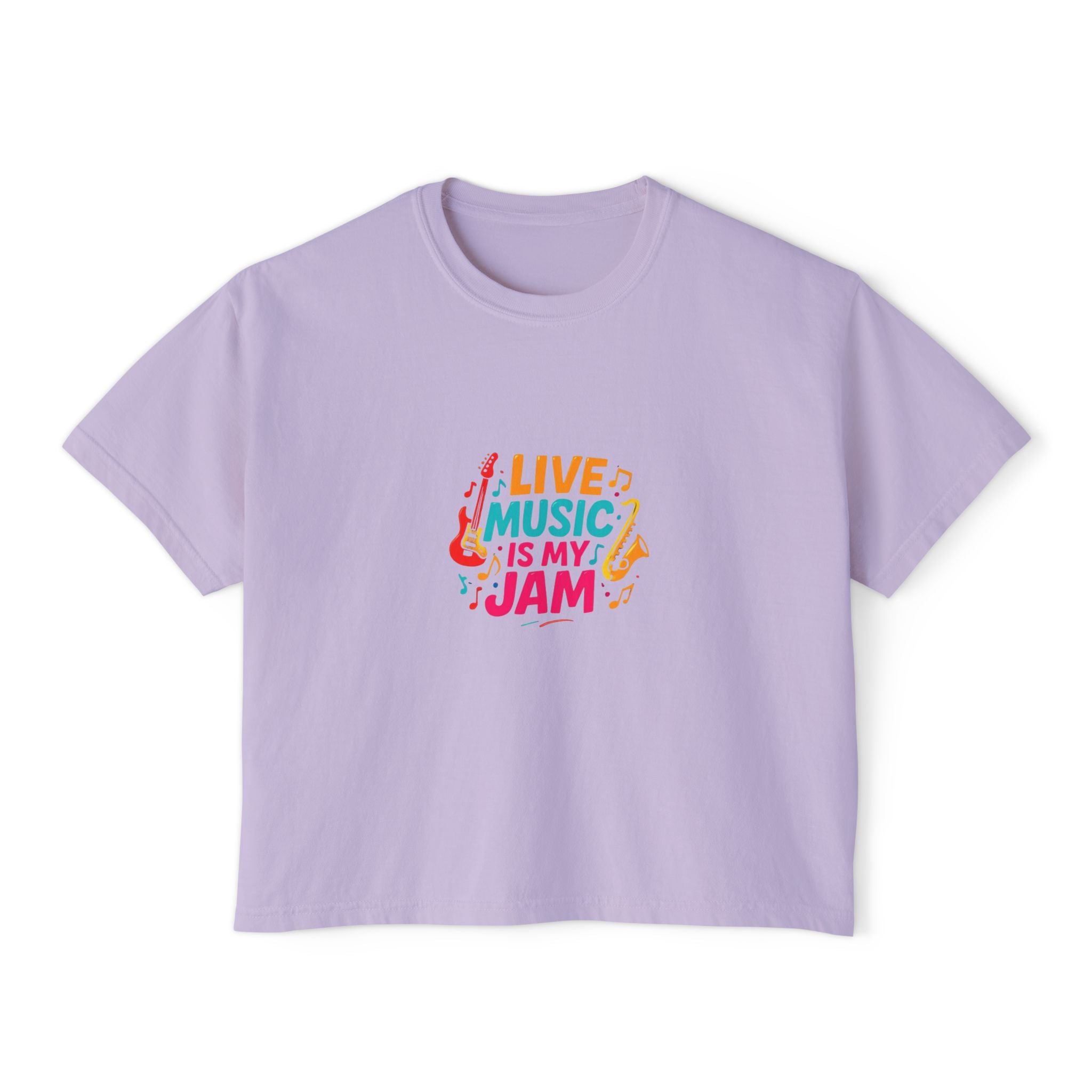 Live Music Is My Jam Boxy Tee — Women's Cropped Graphic Concert T‑Shirt