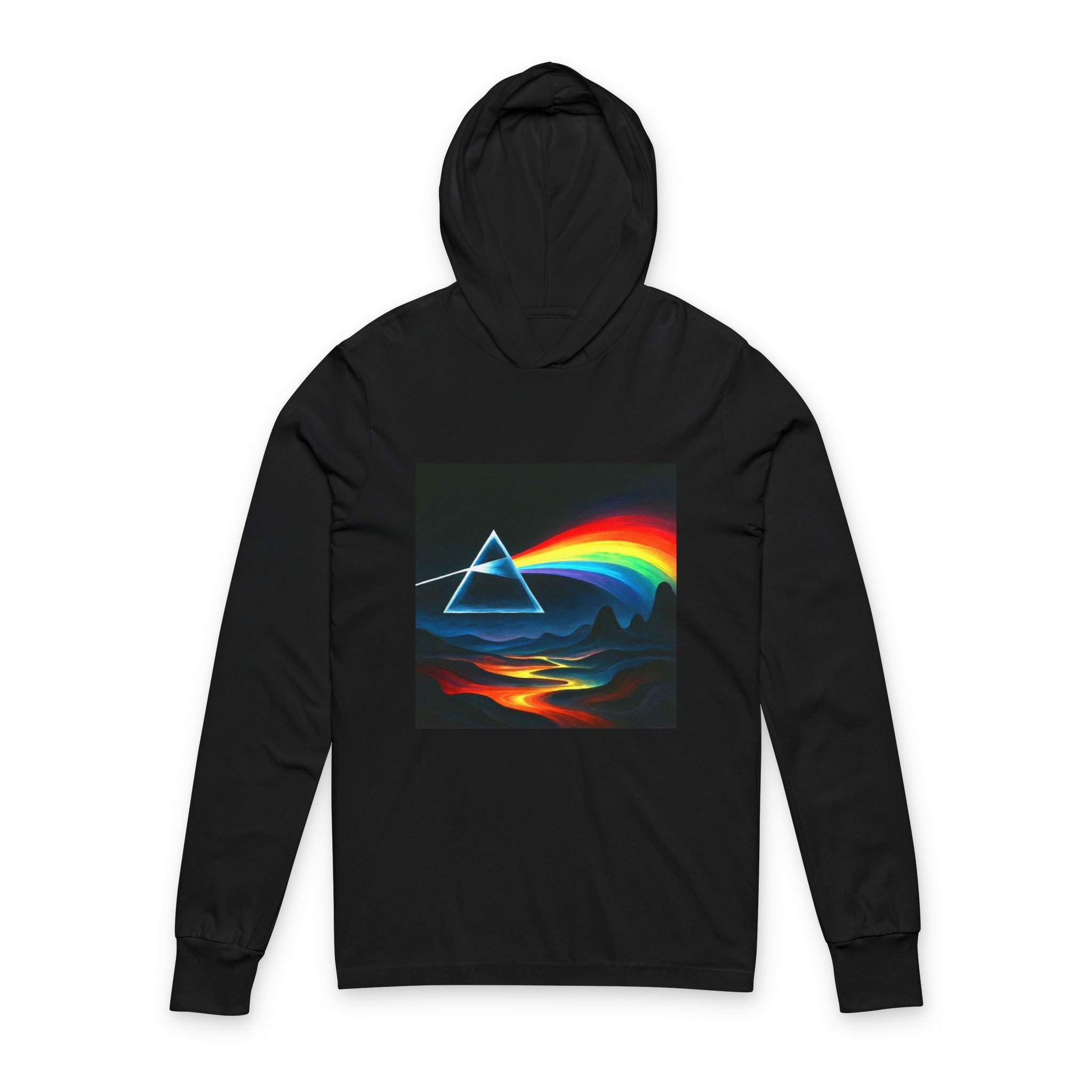 Long Sleeve Hooded Tee — Prism Wave Graphic