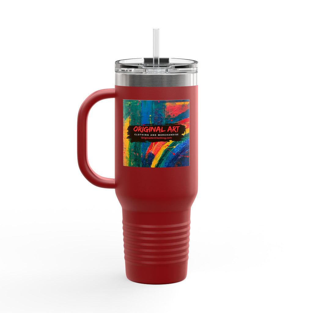 40oz Insulated Travel Mug — Gamer "Game On" Graphic, Thermal Tumbler for Gamers & Streamers