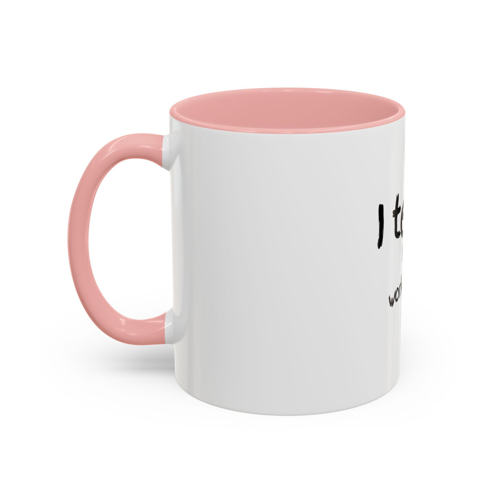 Teacher Coffee Mug — "I teach. It's a work of heart." Accent Black-Trim Mug (11/15oz)