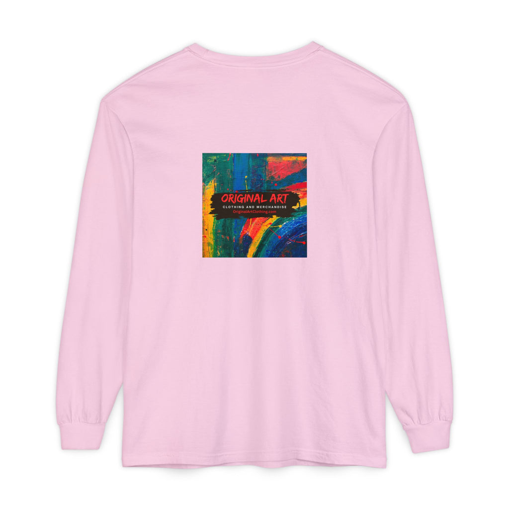 Teacher Long Sleeve T‑Shirt — “I teach. I help small humans become big thinkers.” with Colorful Original Art on Back