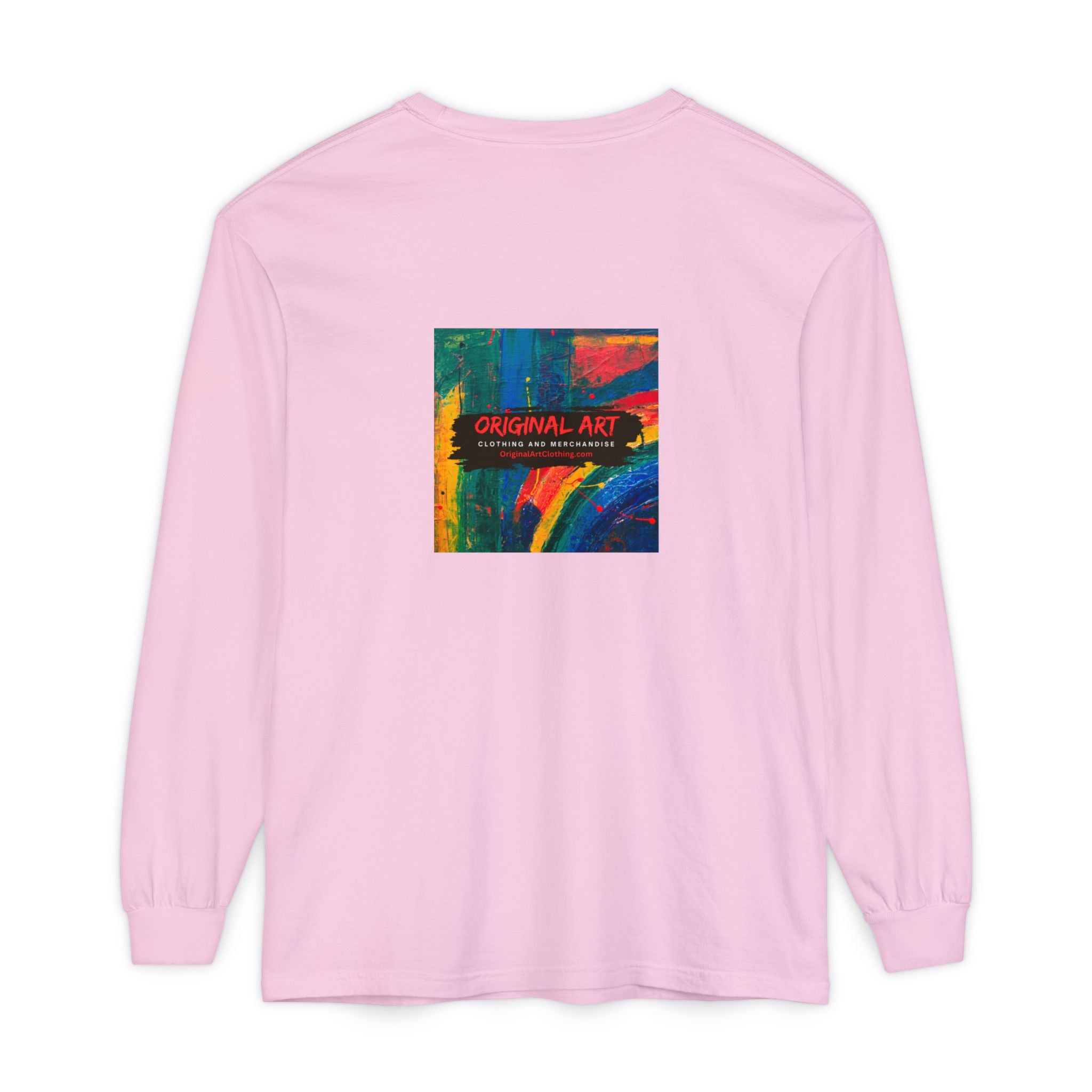 Teacher Long Sleeve T‑Shirt — “I teach. I help small humans become big thinkers.” with Colorful Original Art on Back