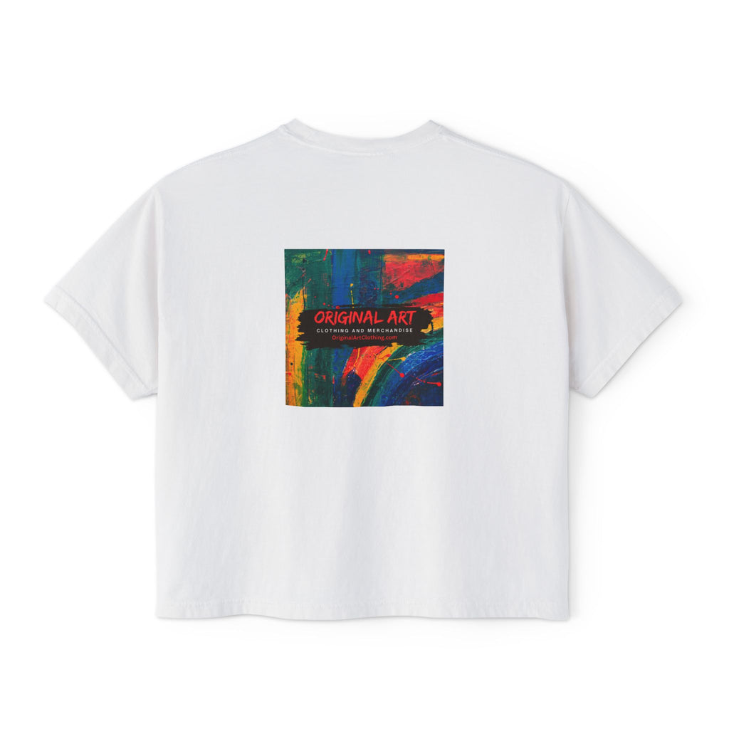Teacher Graphic Boxy Tee — "I teach. I make it make sense." with Colorful Original Art Back