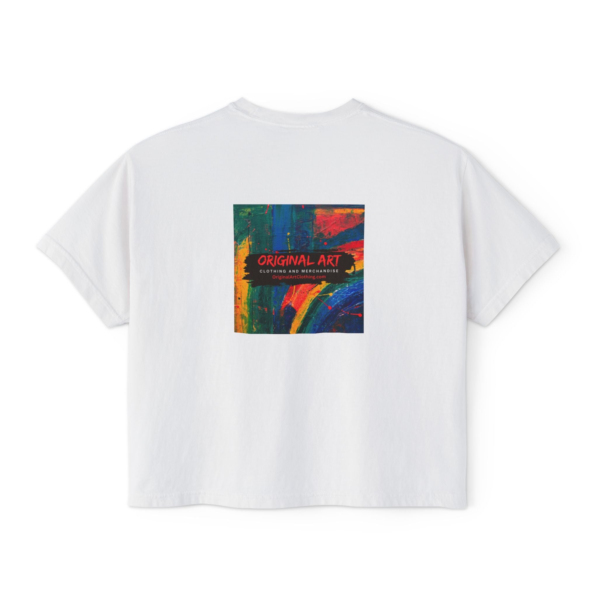 Teacher Graphic Boxy Tee — "I teach. I make it make sense." with Colorful Original Art Back