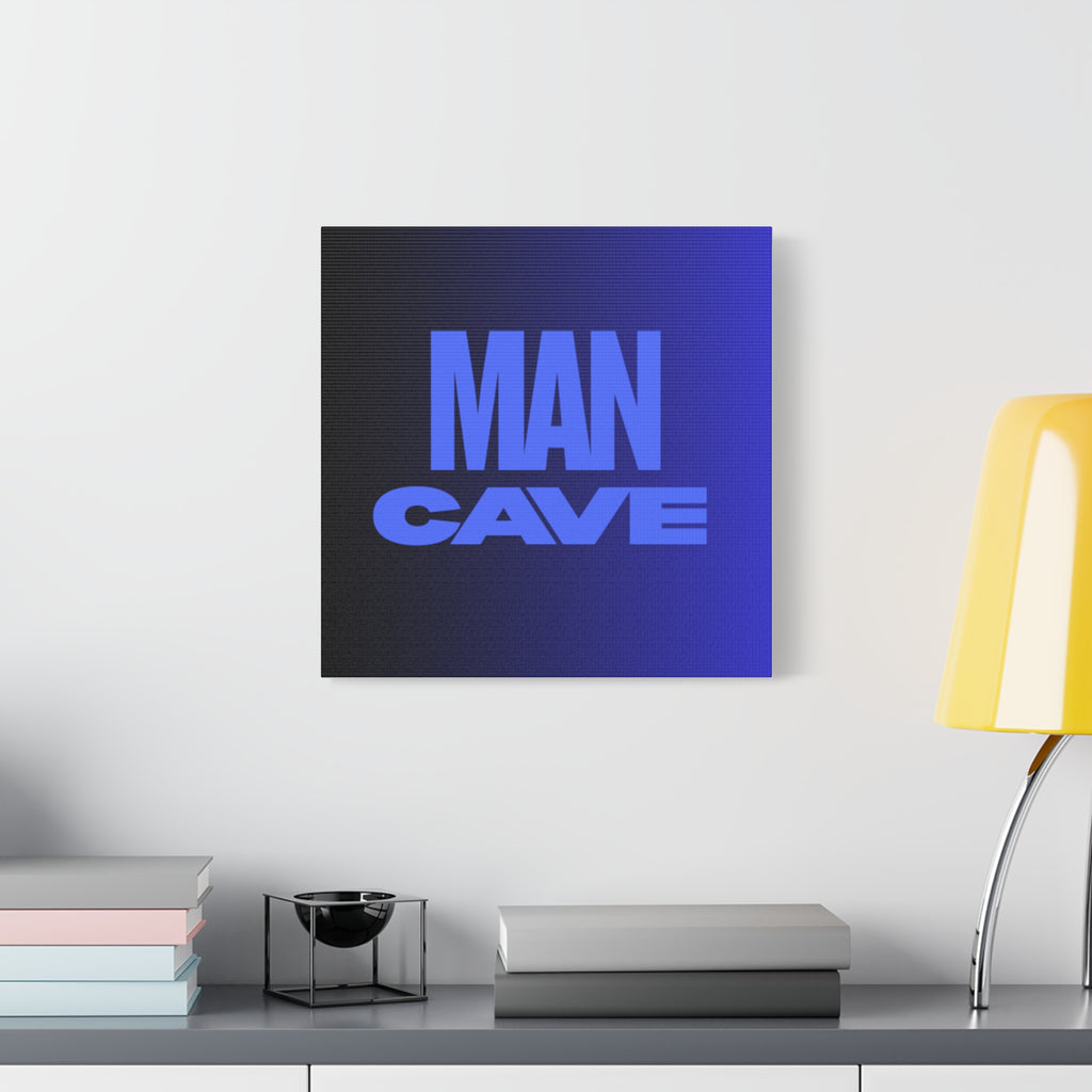 Man Cave Canvas Wall Art — Bold Blue Typography Home Decor