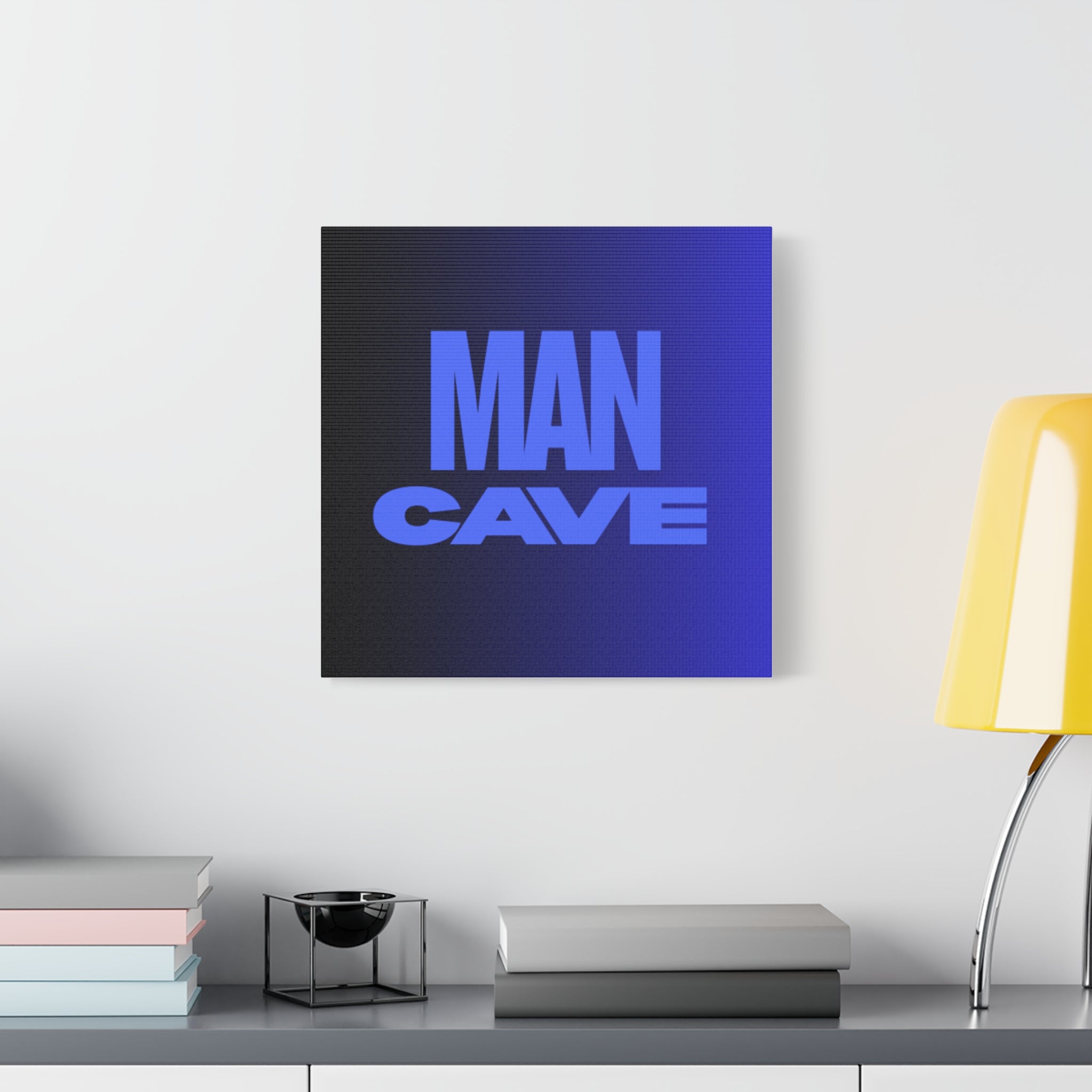 Man Cave Canvas Wall Art — Bold Blue Typography Home Decor