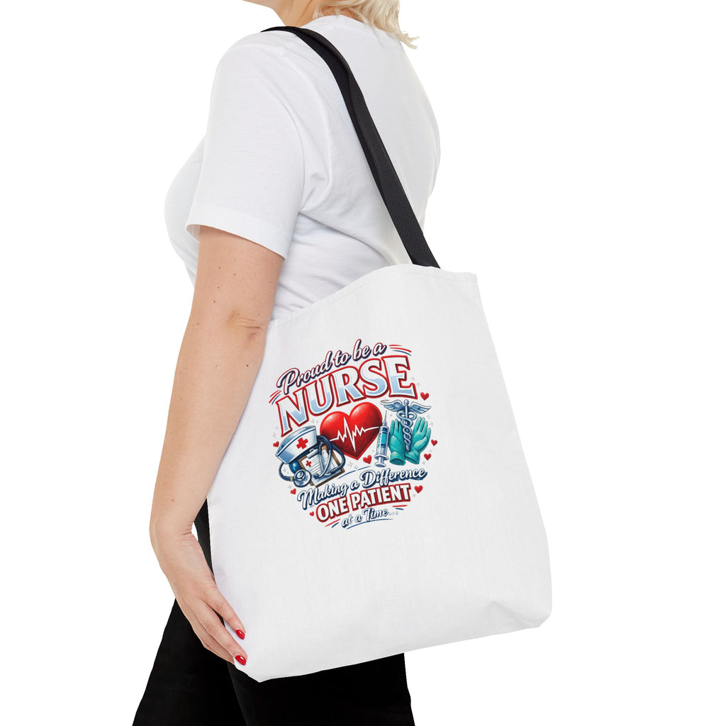 Nurse Tote Bag - "Proud to be a Nurse" Medical Heartbeat Design