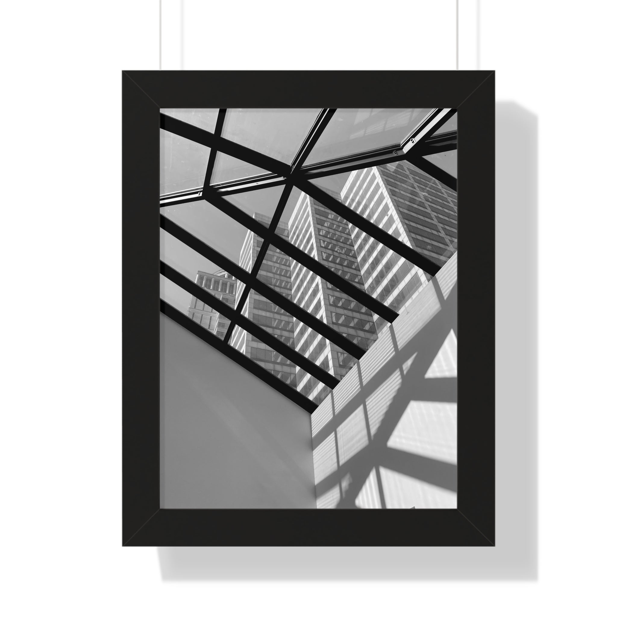 Monochrome Architectural Shadows Print Framed Vertical Poster —