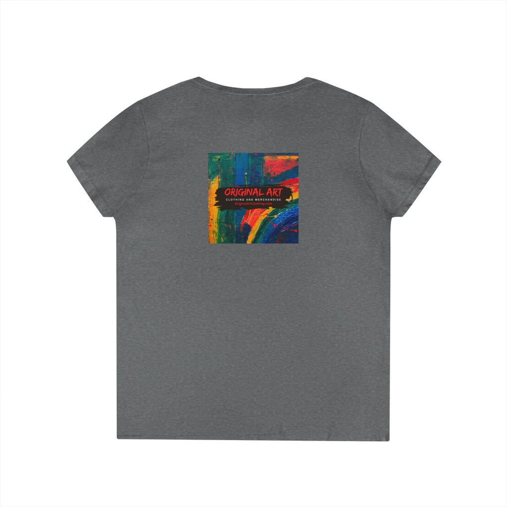 "Fancy" V-Neck Tee — 'Fancy' Cute Rainbow Graphic