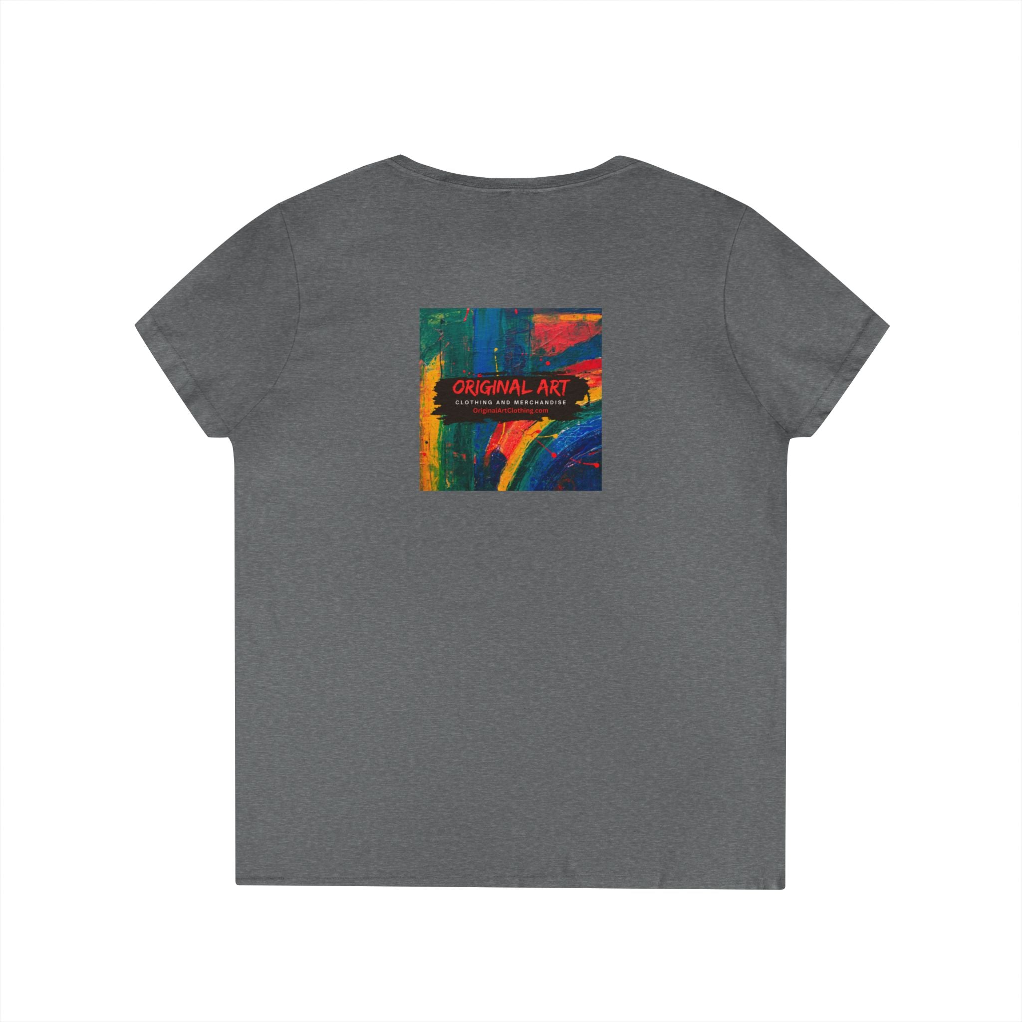 "Fancy" V-Neck Tee — 'Fancy' Cute Rainbow Graphic