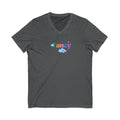 'Fancy" Colorful V-Neck Tee — 'Fancy' Front Script & Original Art Back