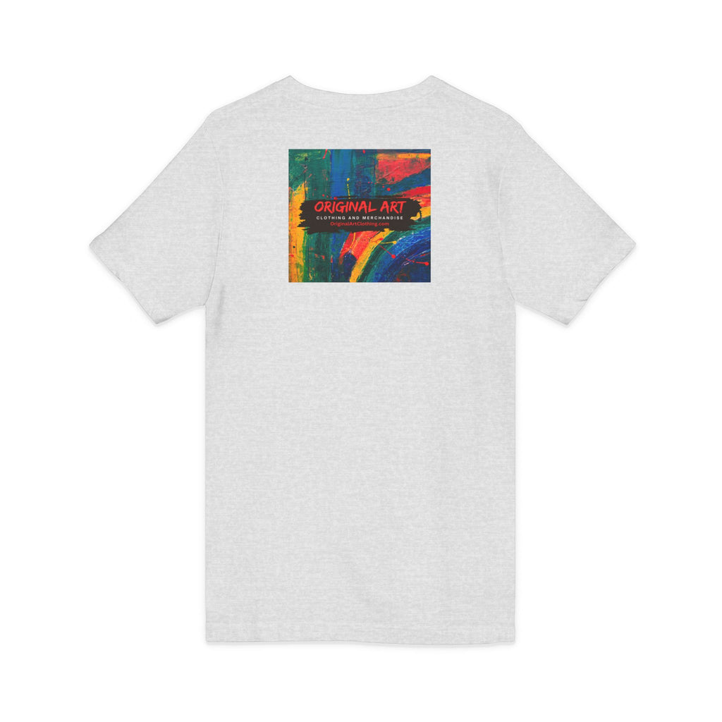 "Fancy" Colorblock V-Neck Tee — 'Fancy' Front Logo & Abstract 'Original Art' Back Print