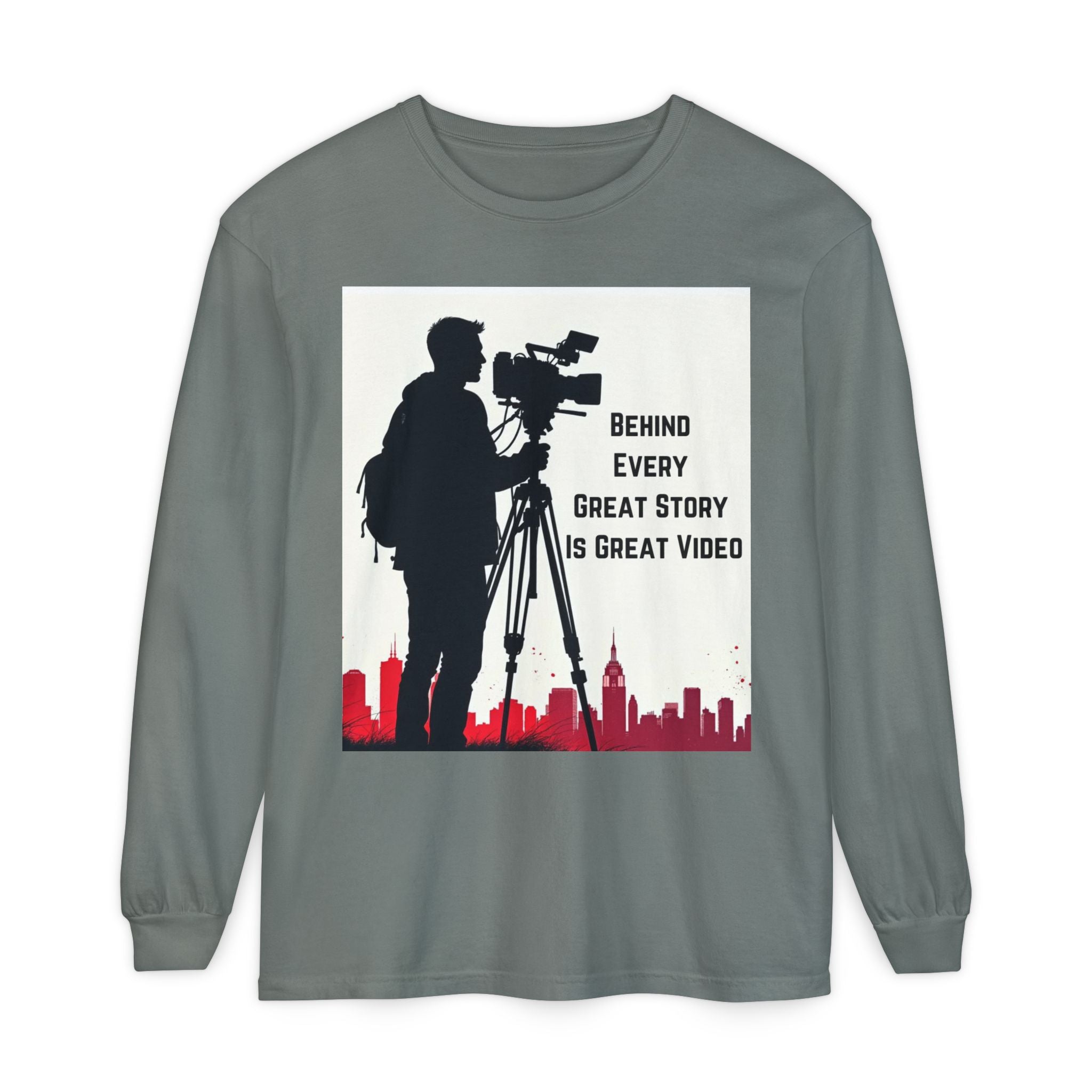 TV News Videographer: Unisex Garment-dyed Long Sleeve T-Shirt