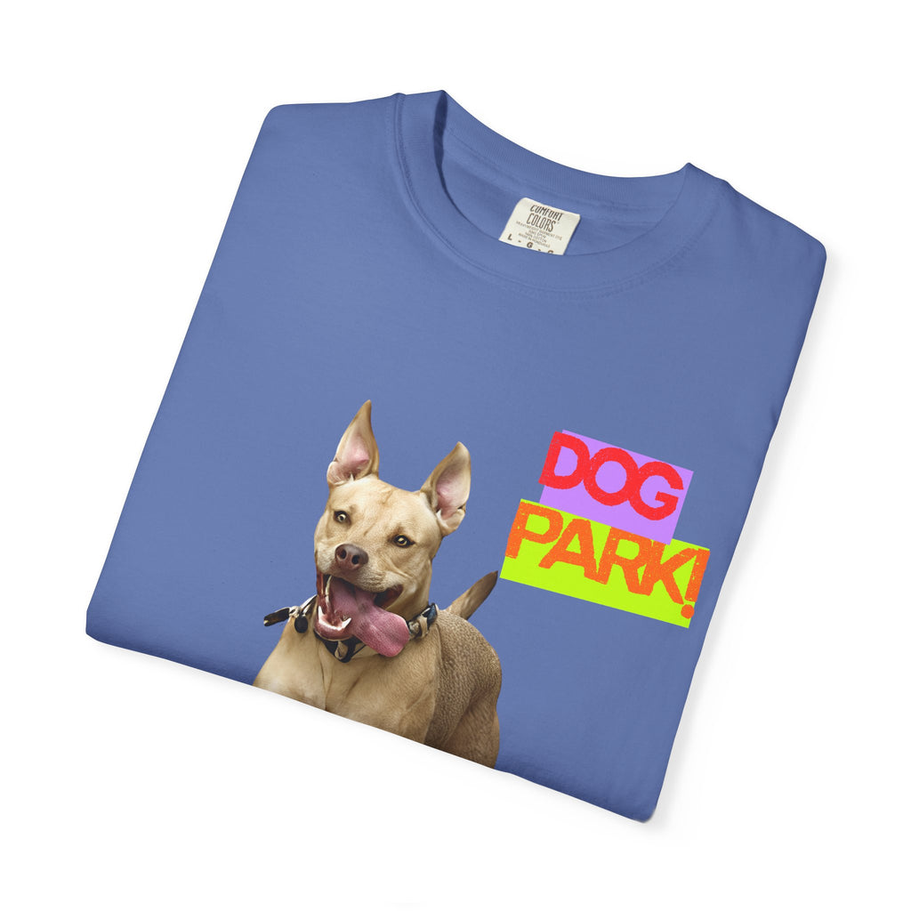 Dog Park Unisex Garment-Dyed T-shirt, Pet Lover Gift, Casual Wear, Summer Fashion, Dog Owner Apparel