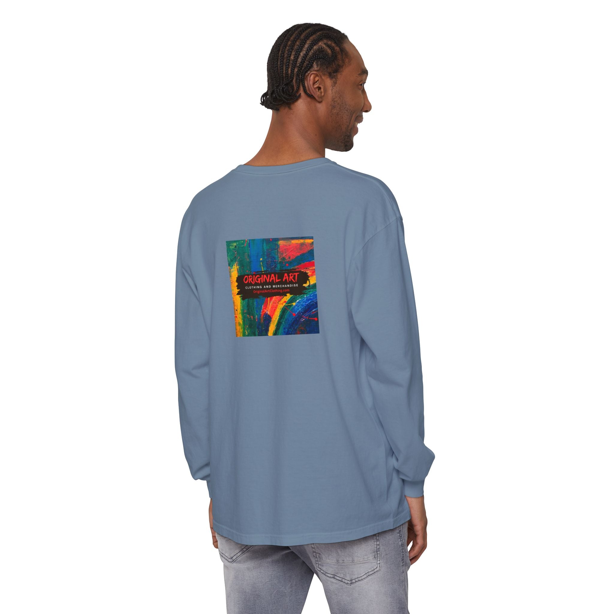 I Teach. Kids First. Long Sleeve Teacher T-Shirt — Colorful 'Original Art' Back Print