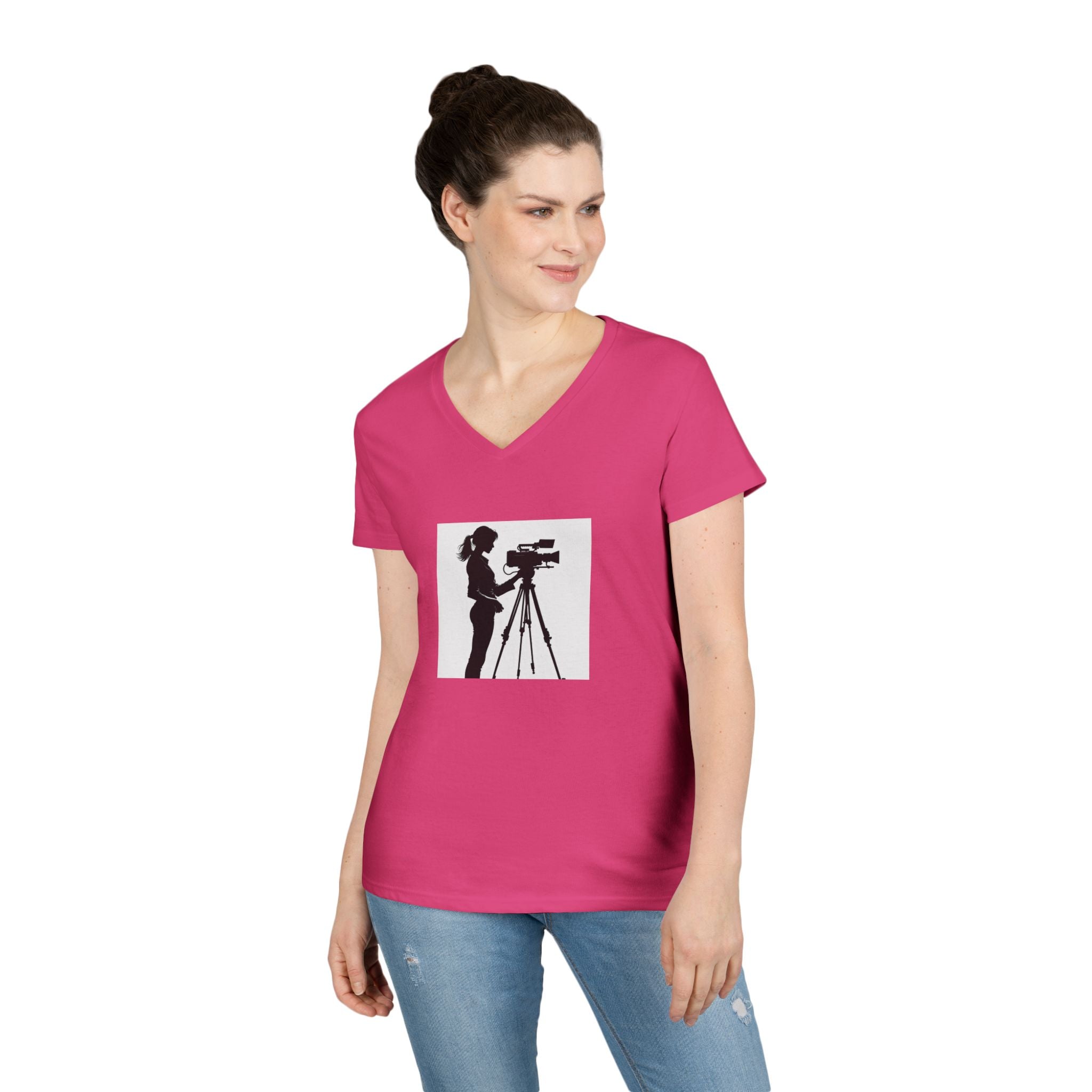"Behind Every Great Story is Great Video "Camerawoman V-Neck Tee