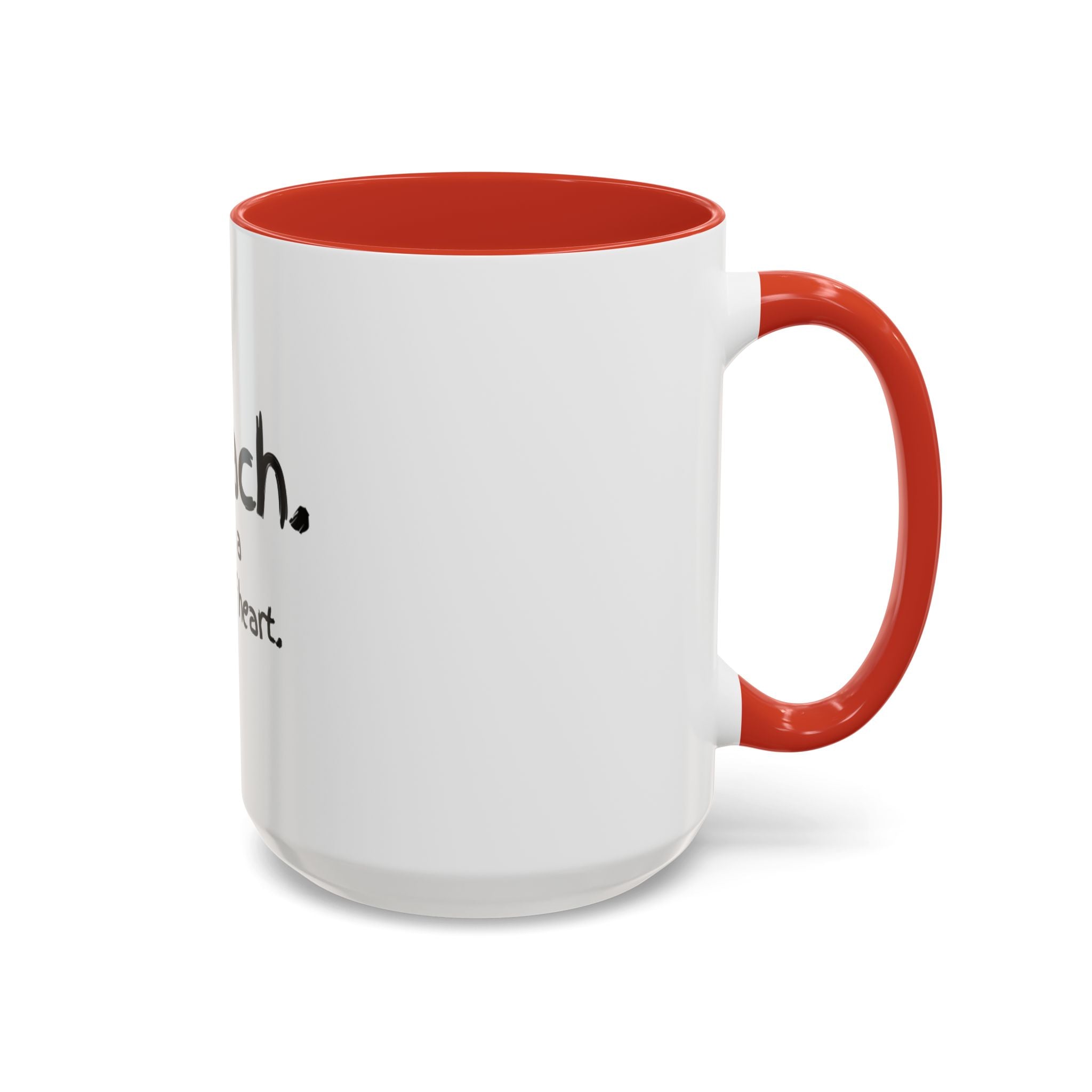 Teacher Coffee Mug — "I teach. It's a work of heart." Accent Black-Trim Mug (11/15oz)