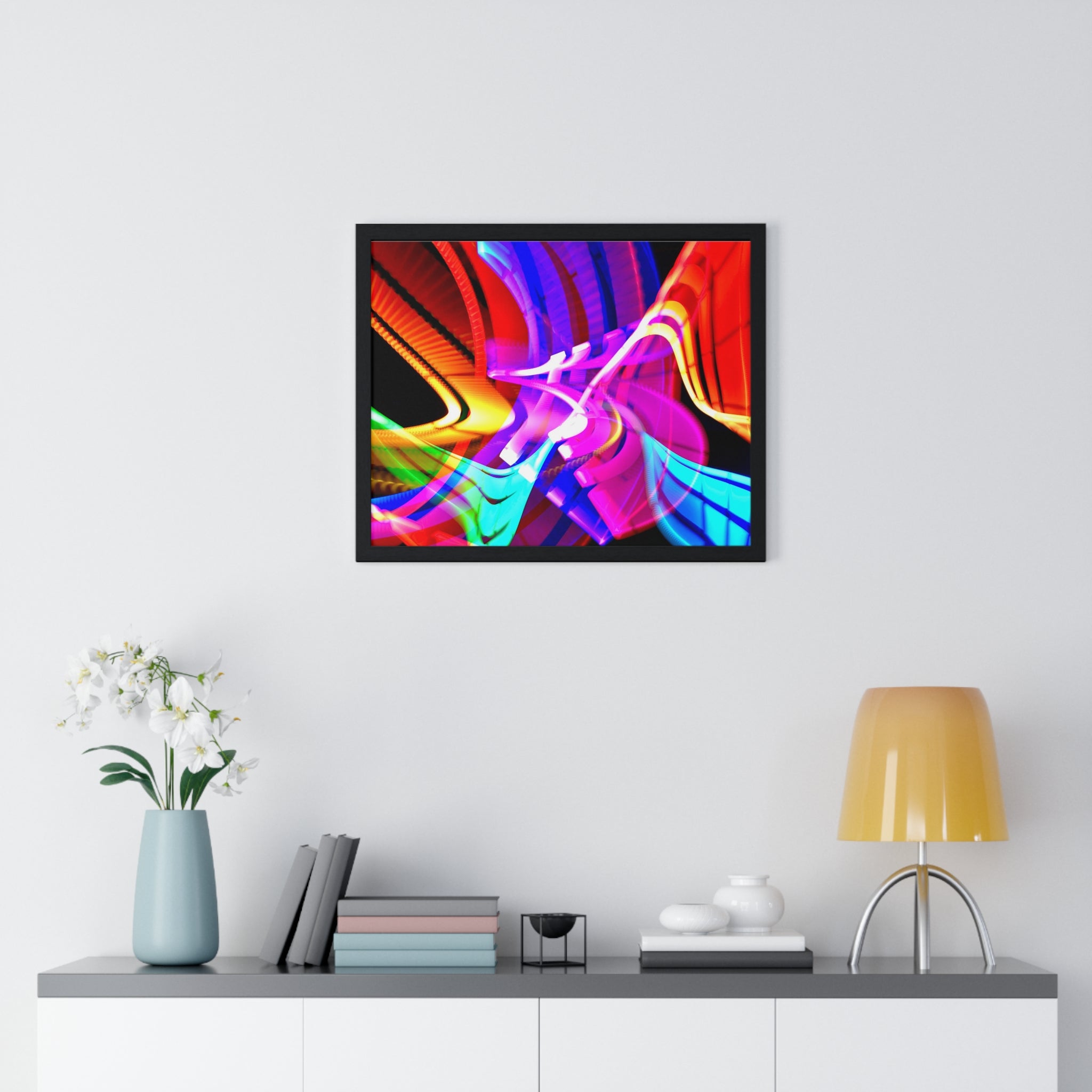 Original Light Painting Photograph Framed Colorful Wall Art
