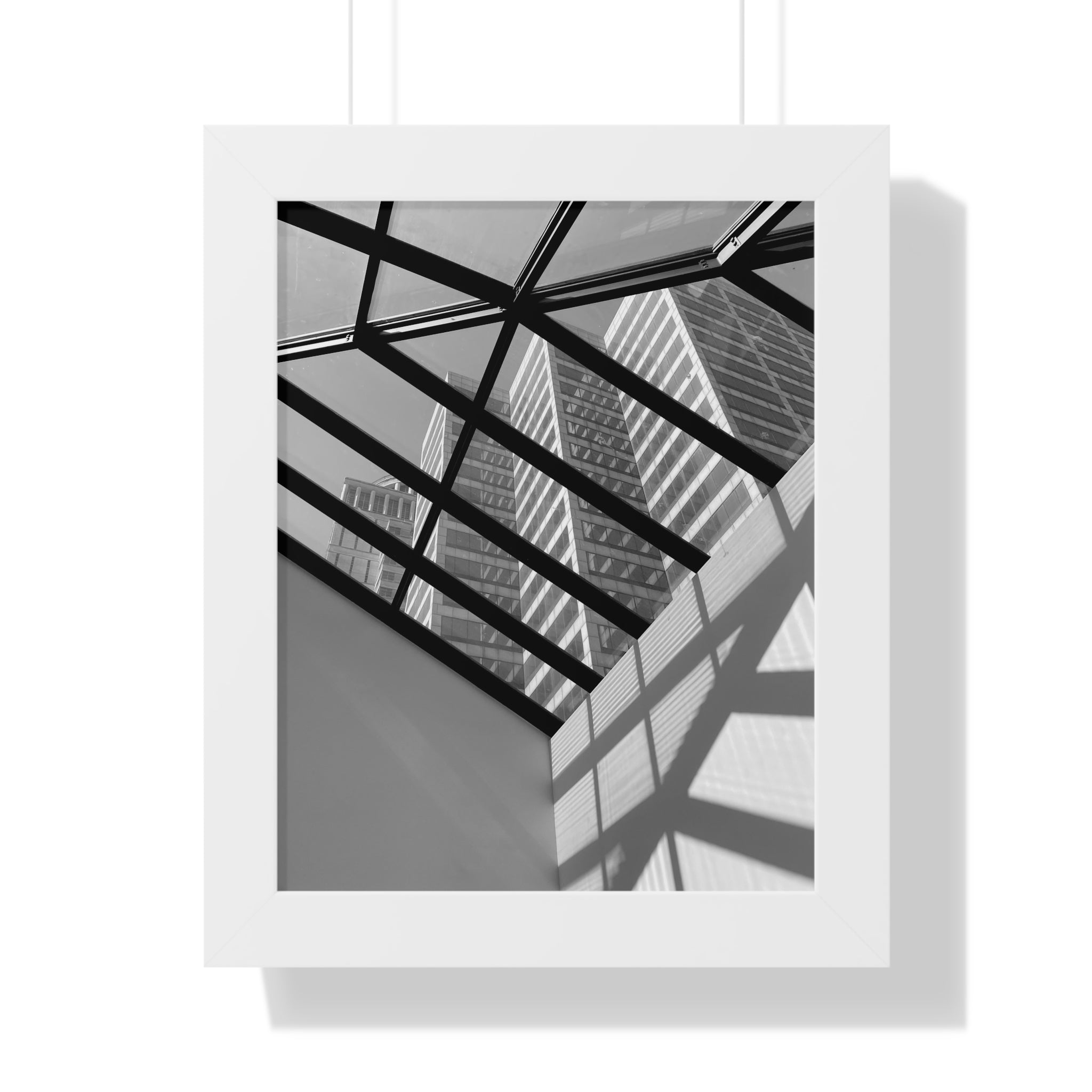 Monochrome Architectural Shadows Print Framed Vertical Poster —