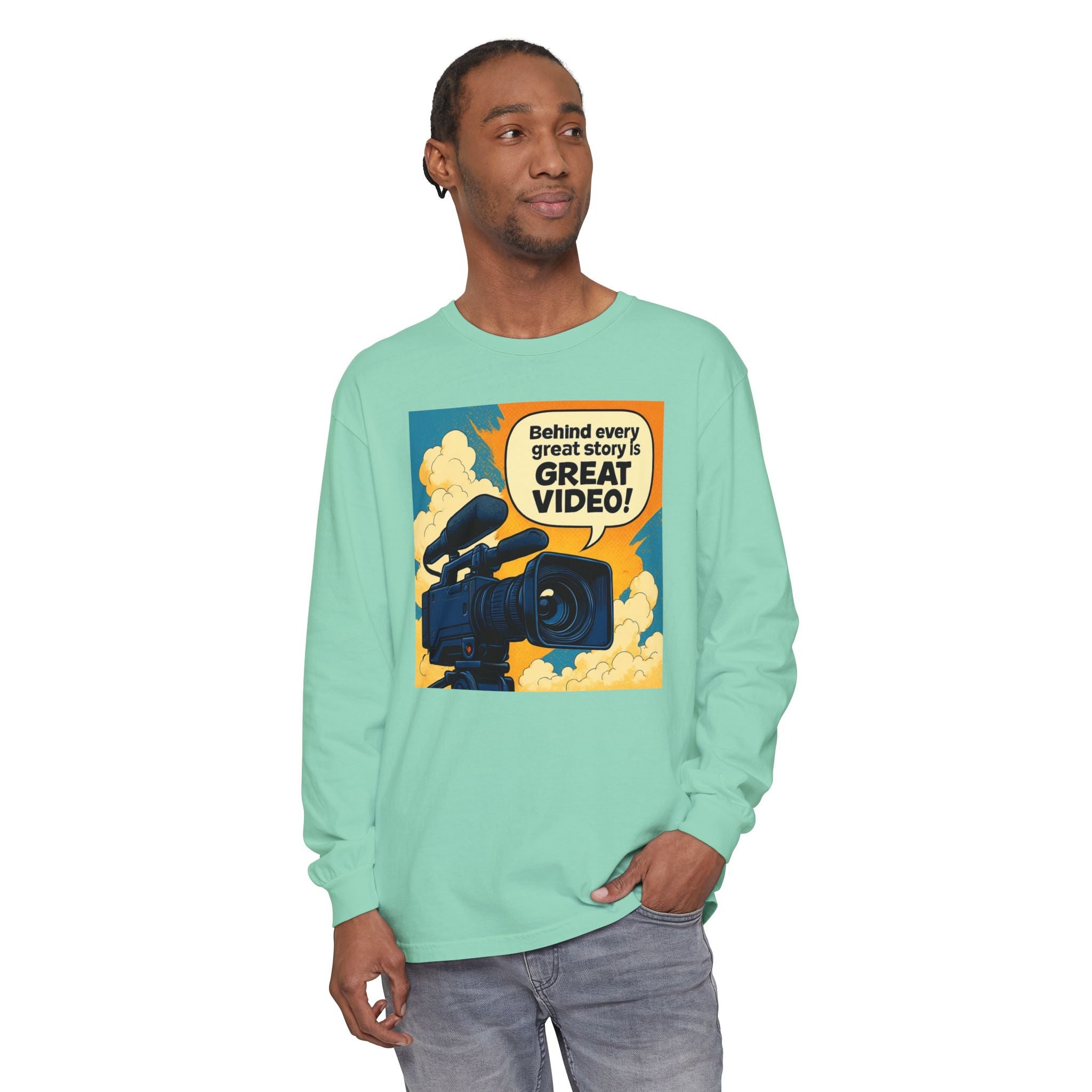 TV News Videographer  Long Sleeve T-Shirt, Great Video Gift, Media Production Apparel, Perfect for Filmmakers, Storyteller Style