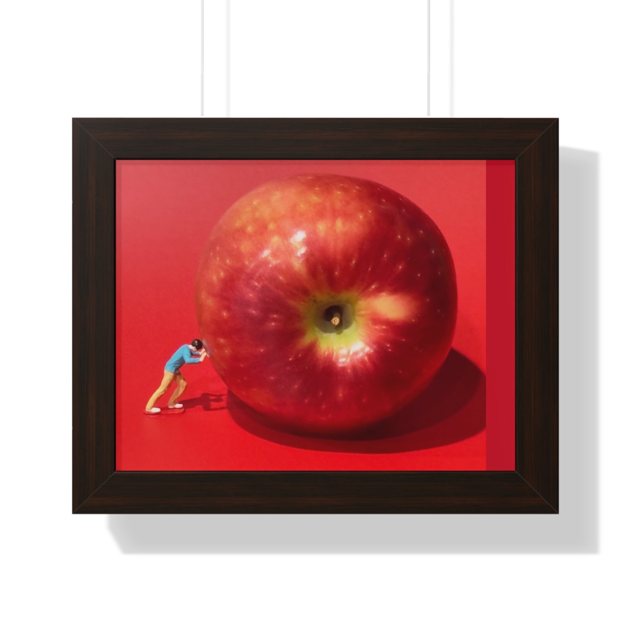 Framed Poster Giant Red Apple (Surreal Wall Art)