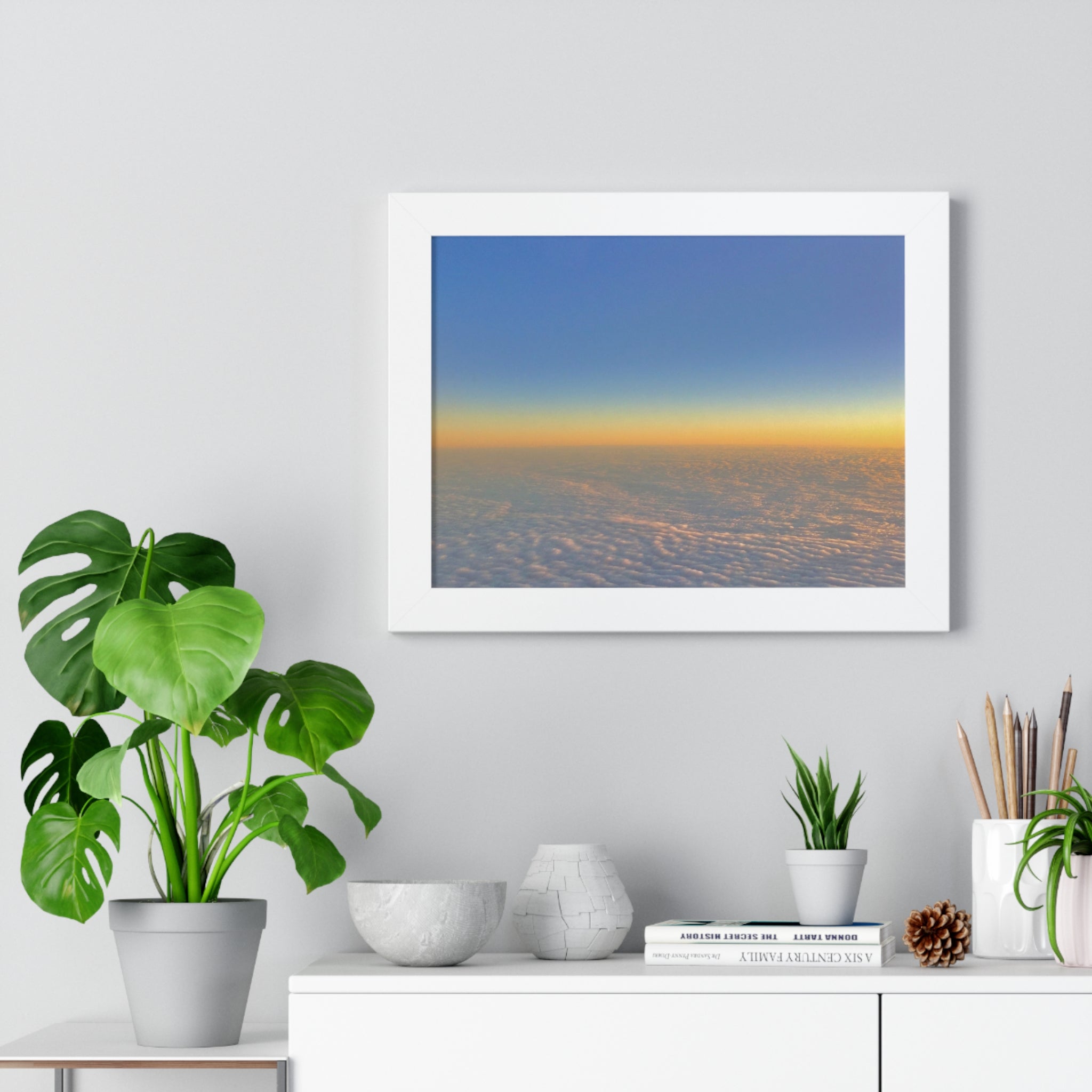 Sunset Over Clouds Framed Horizontal Poster