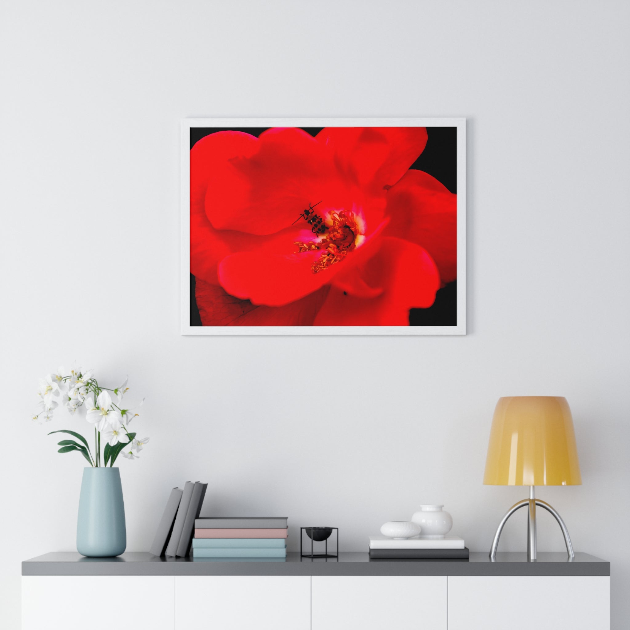 Framed Red Rose Wall Art Poster