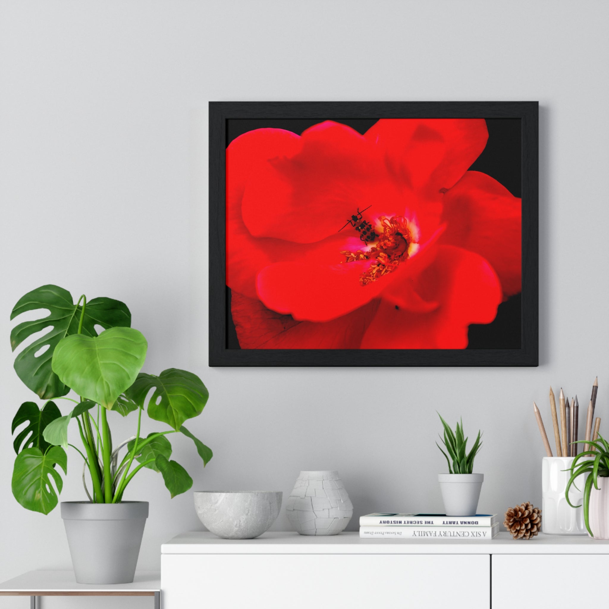 Framed Red Rose Wall Art Poster
