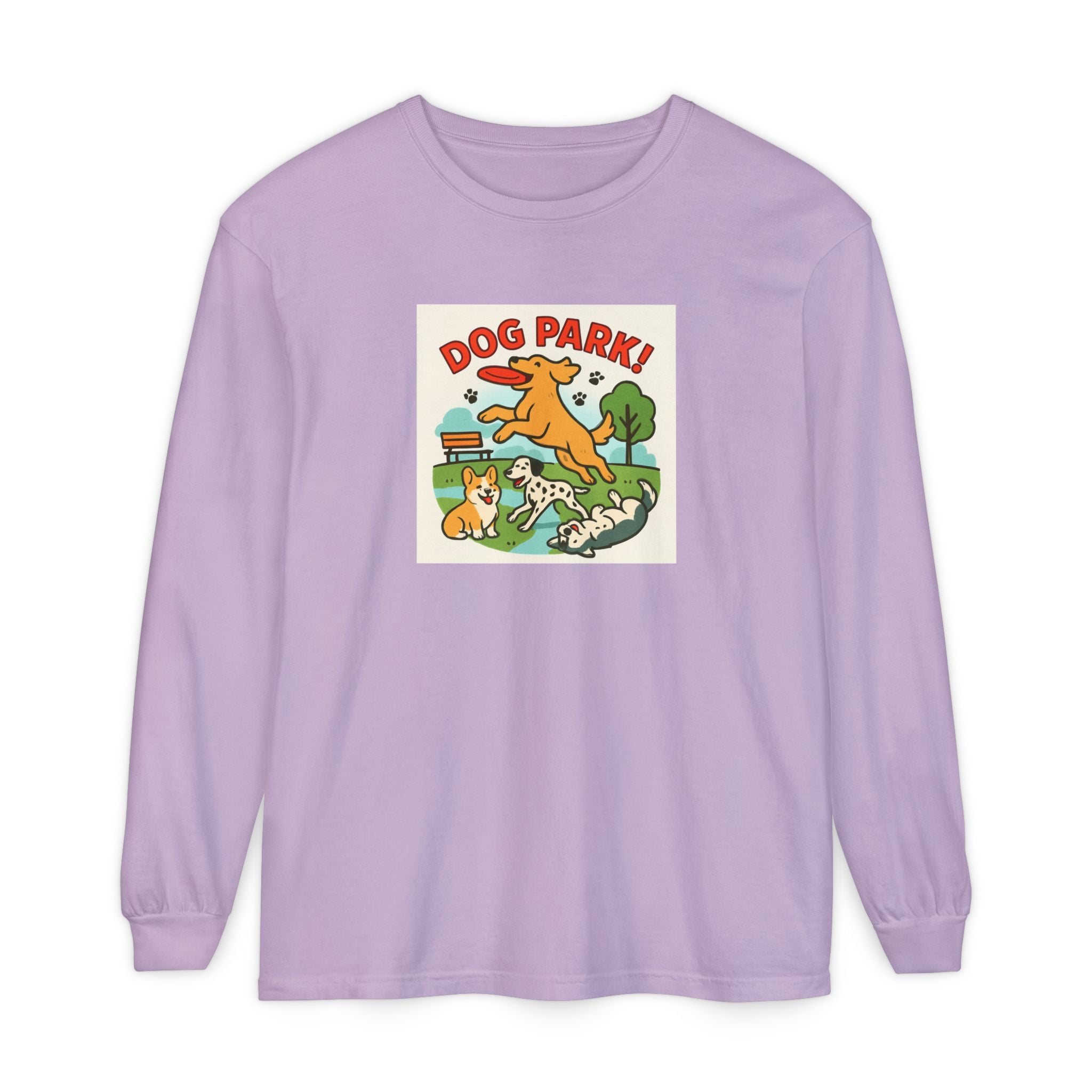 Dog Park Unisex Garment-dyed Long Sleeve T-Shirt