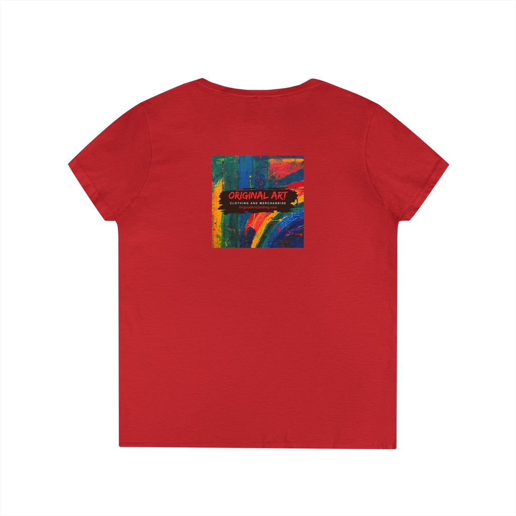 "Fancy" V-Neck Tee — 'Fancy' Cute Rainbow Graphic