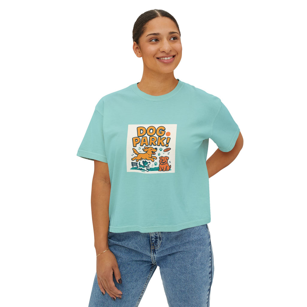 Dog Park Women's Boxy Tee, Cute Pet Lover Shirt, Casual Dog Mom Top, Gift for Dog Lovers, Summer Dog Apparel