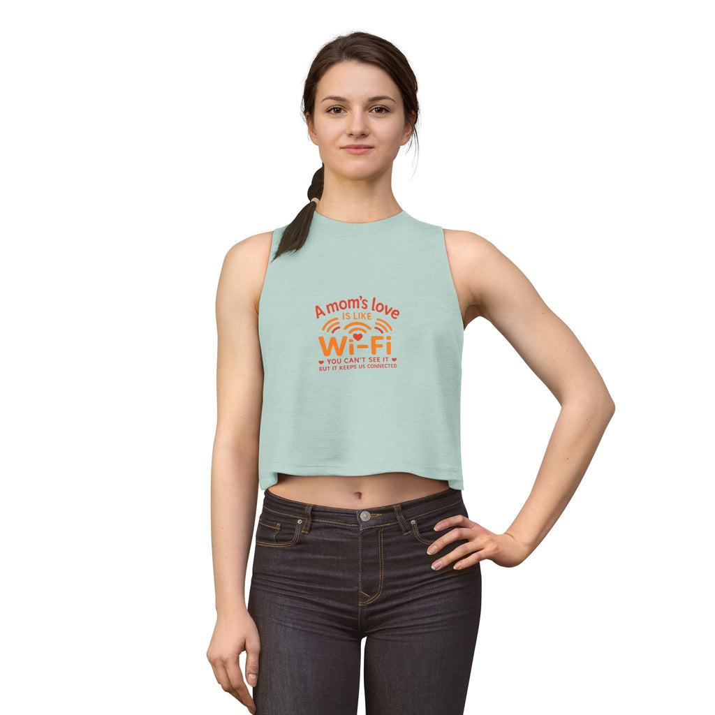 — "A Mom's Love Is Like Wi‑Fi" Mothers Day Graphic Tank Crop Top