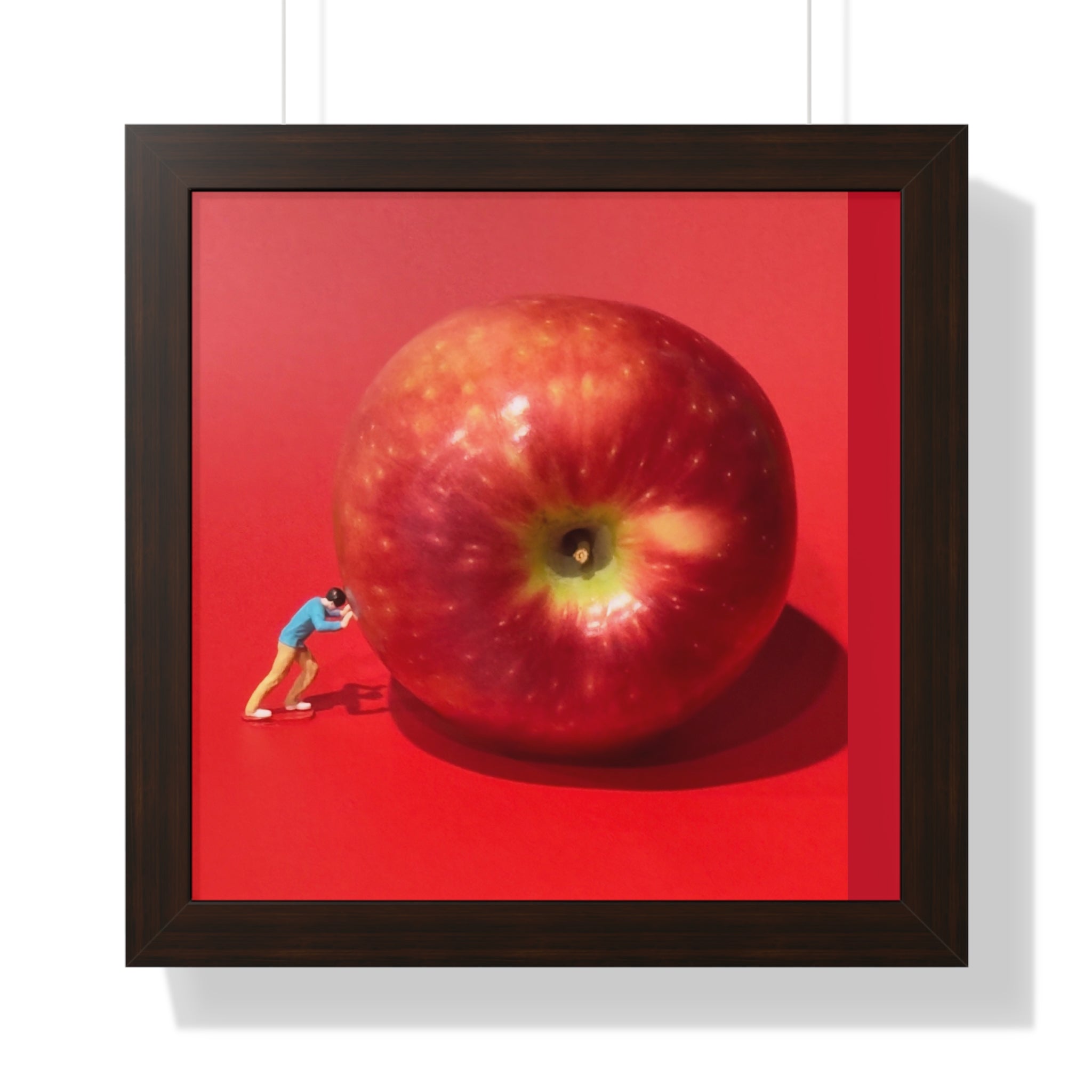 Framed Poster Giant Red Apple (Surreal Wall Art)
