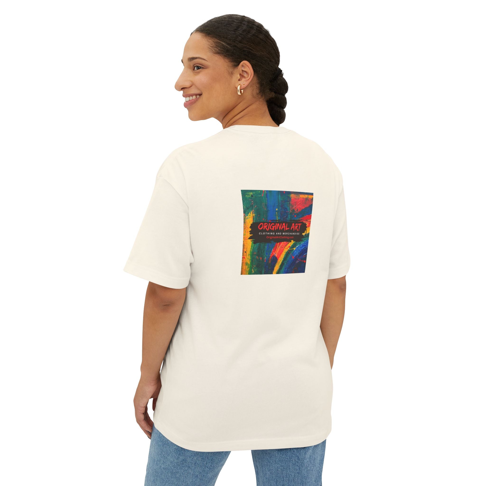 Teacher T‑Shirt — “I teach. It’s like directing a dramedy…” Oversized Boxy Tee with Colorful Back Art