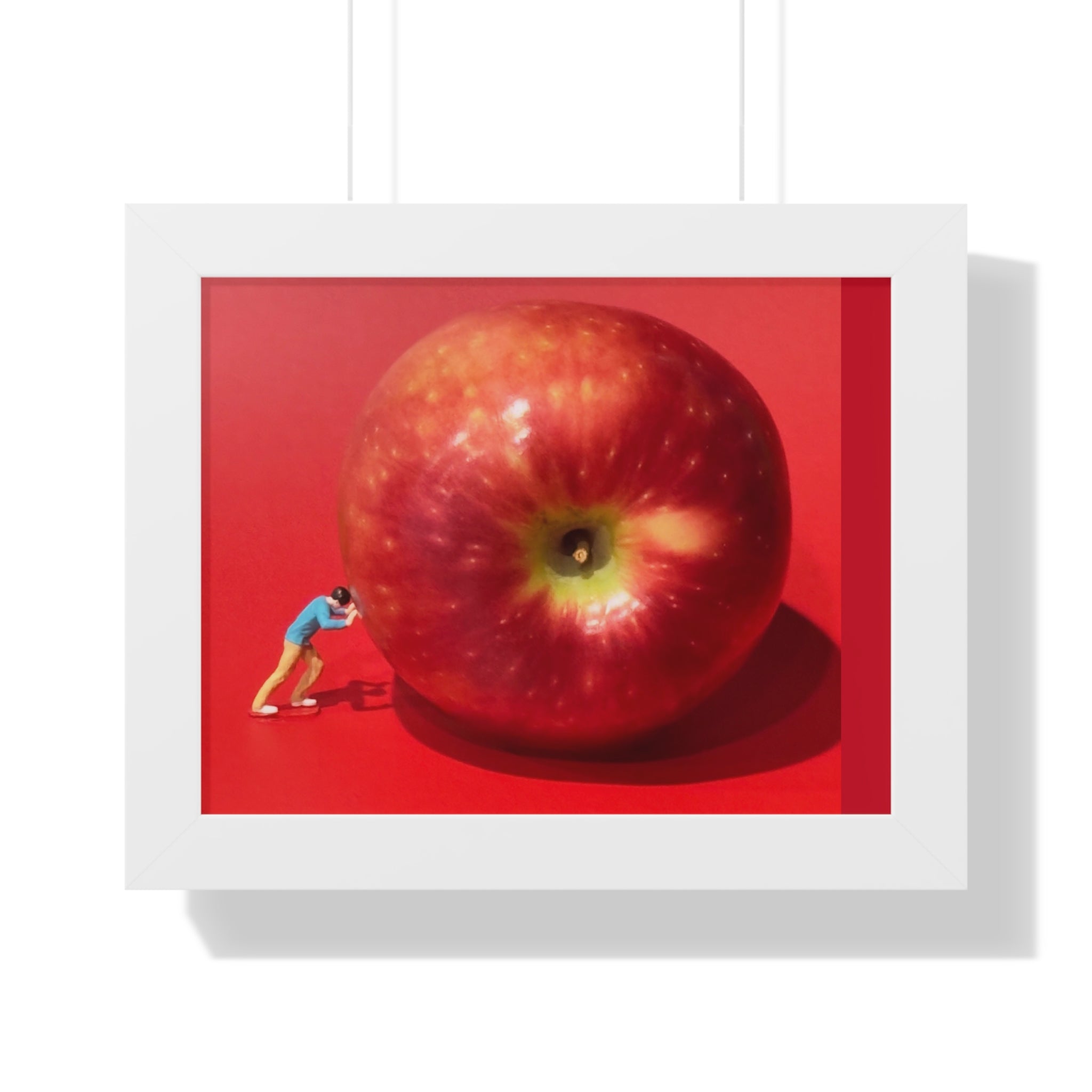 Framed Poster Giant Red Apple (Surreal Wall Art)