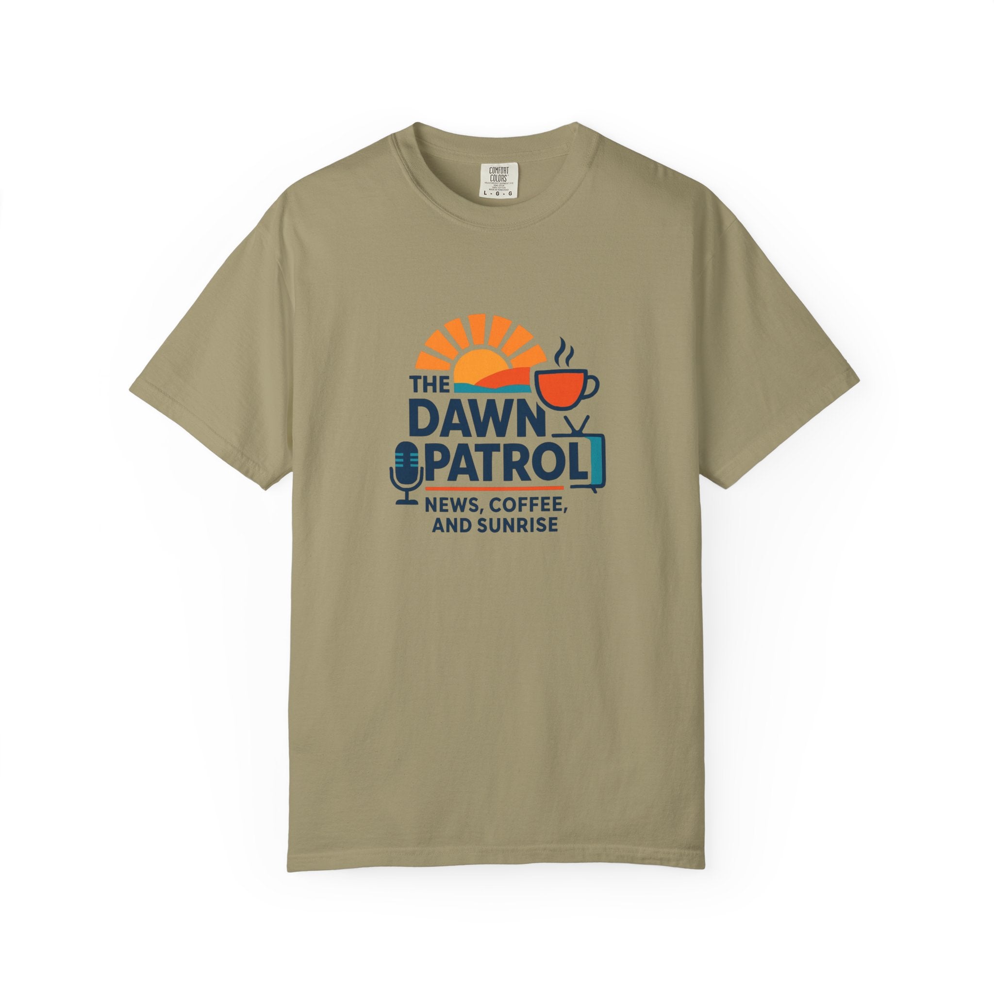 Dawn Patrol T-Shirt — "News, Coffee, and Sunrise" Morning Radio Tee