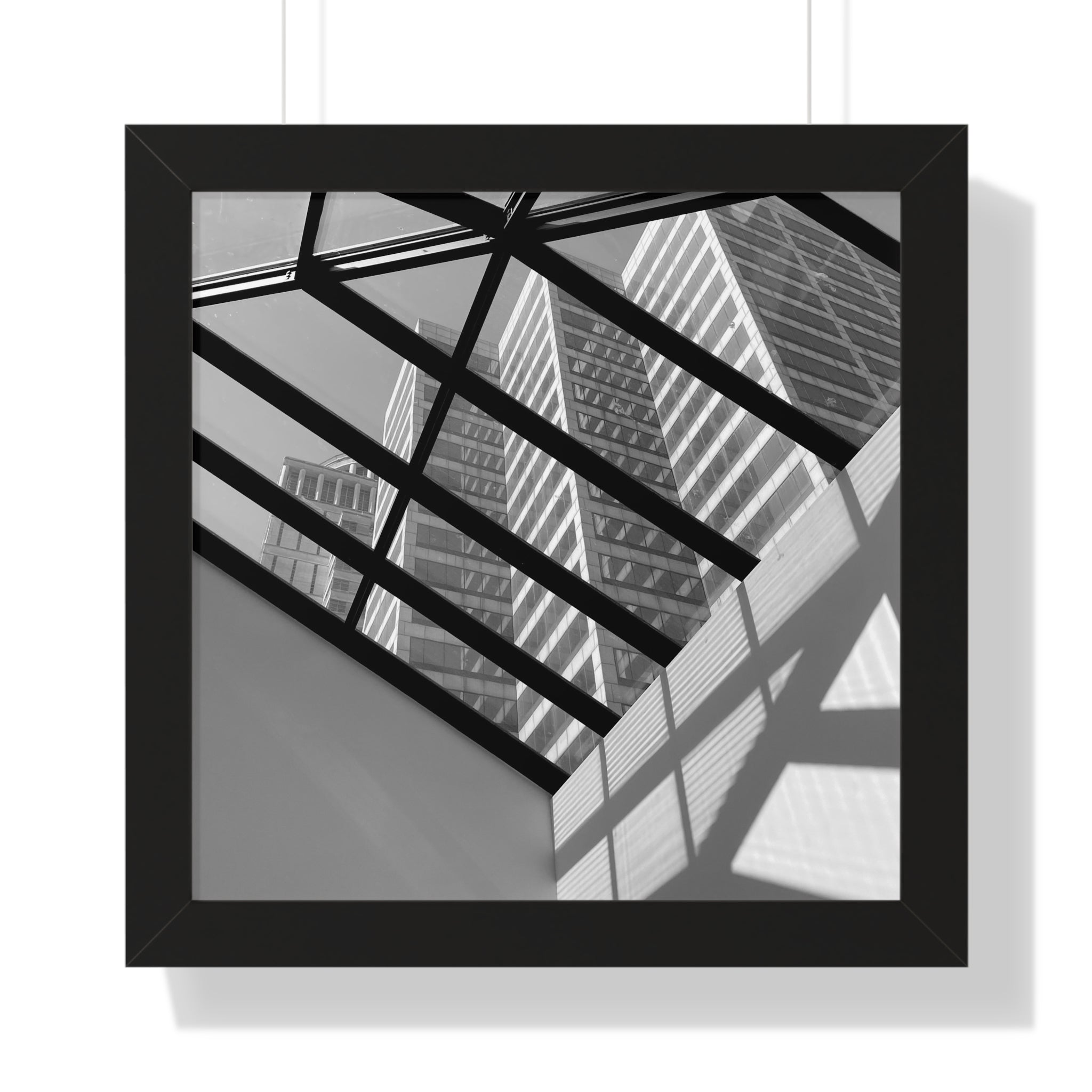 Monochrome Architectural Shadows Print Framed Vertical Poster —