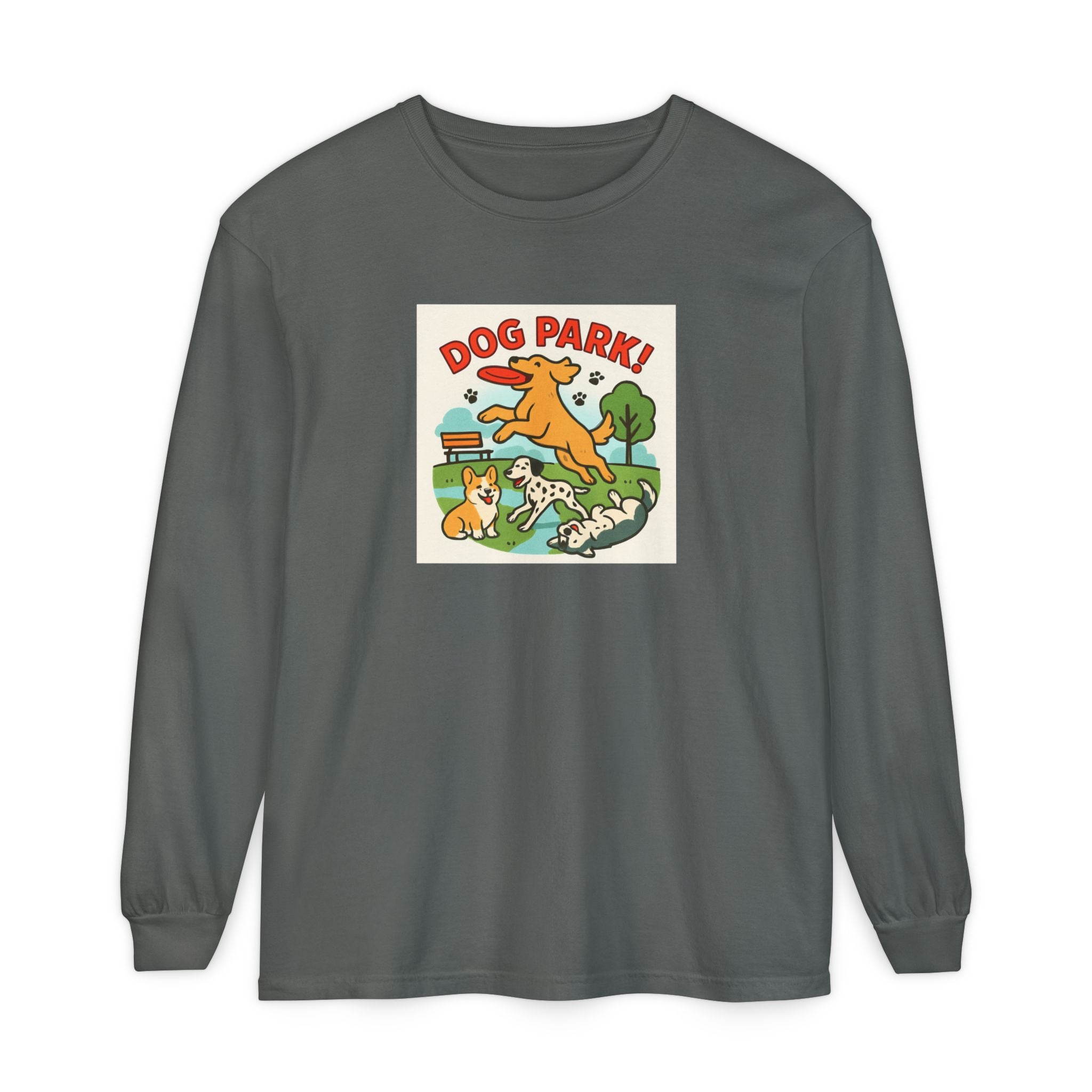 Dog Park Unisex Garment-dyed Long Sleeve T-Shirt
