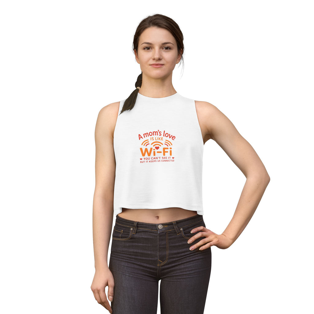 — "A Mom's Love Is Like Wi‑Fi" Mothers Day Graphic Tank Crop Top