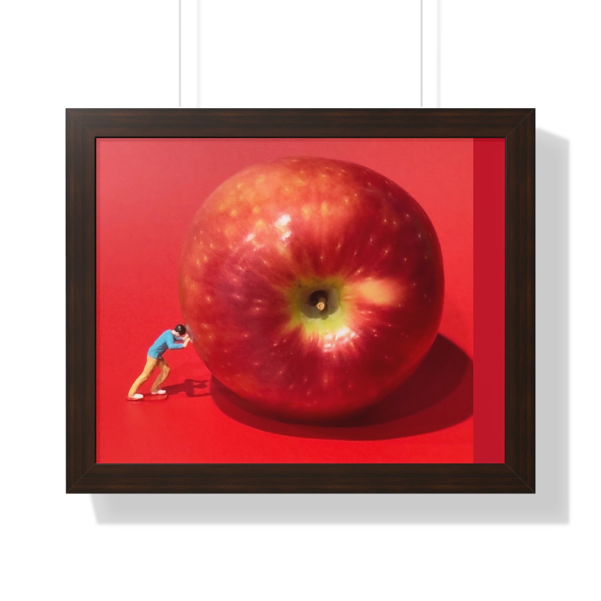 Framed Poster Giant Red Apple (Surreal Wall Art)