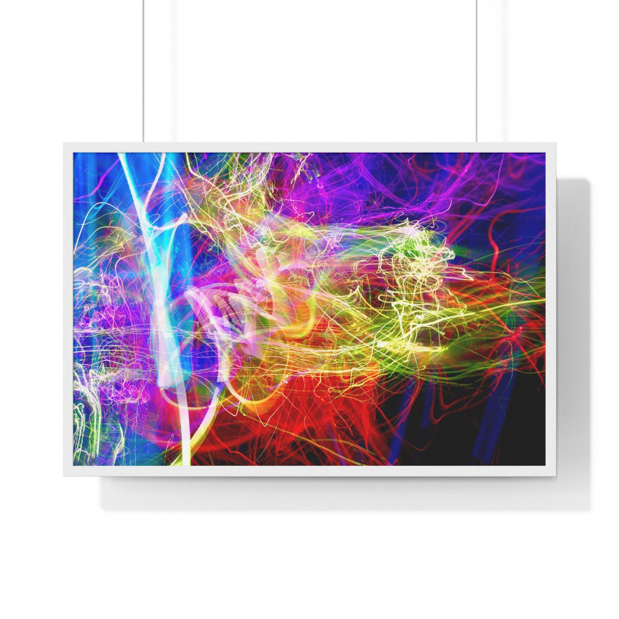 Abstract Light Painting Photography Framed Poster — Vibrant Colorful Wall Art