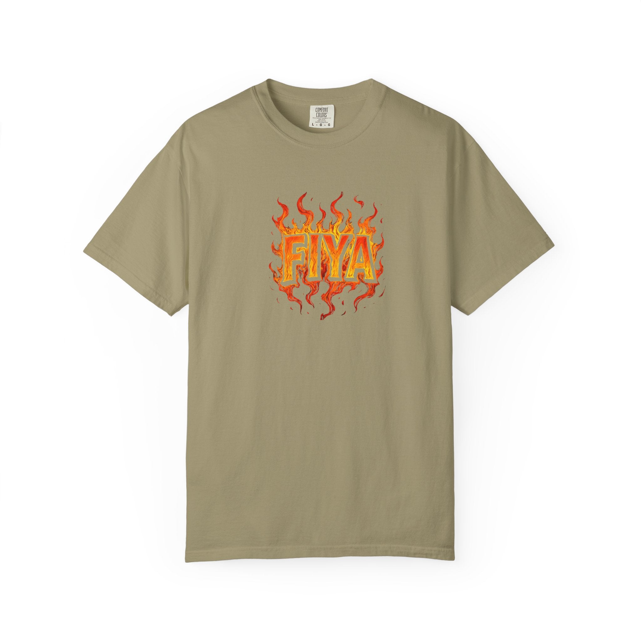 FIYA Flame Graphic T‑Shirt — Retro Fire Lettering Tee (Original Art)