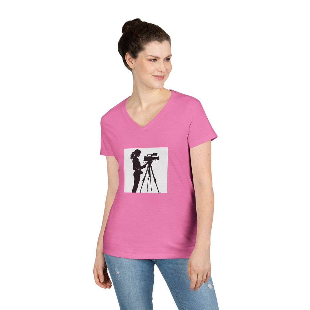"Behind Every Great Story is Great Video "Camerawoman V-Neck Tee