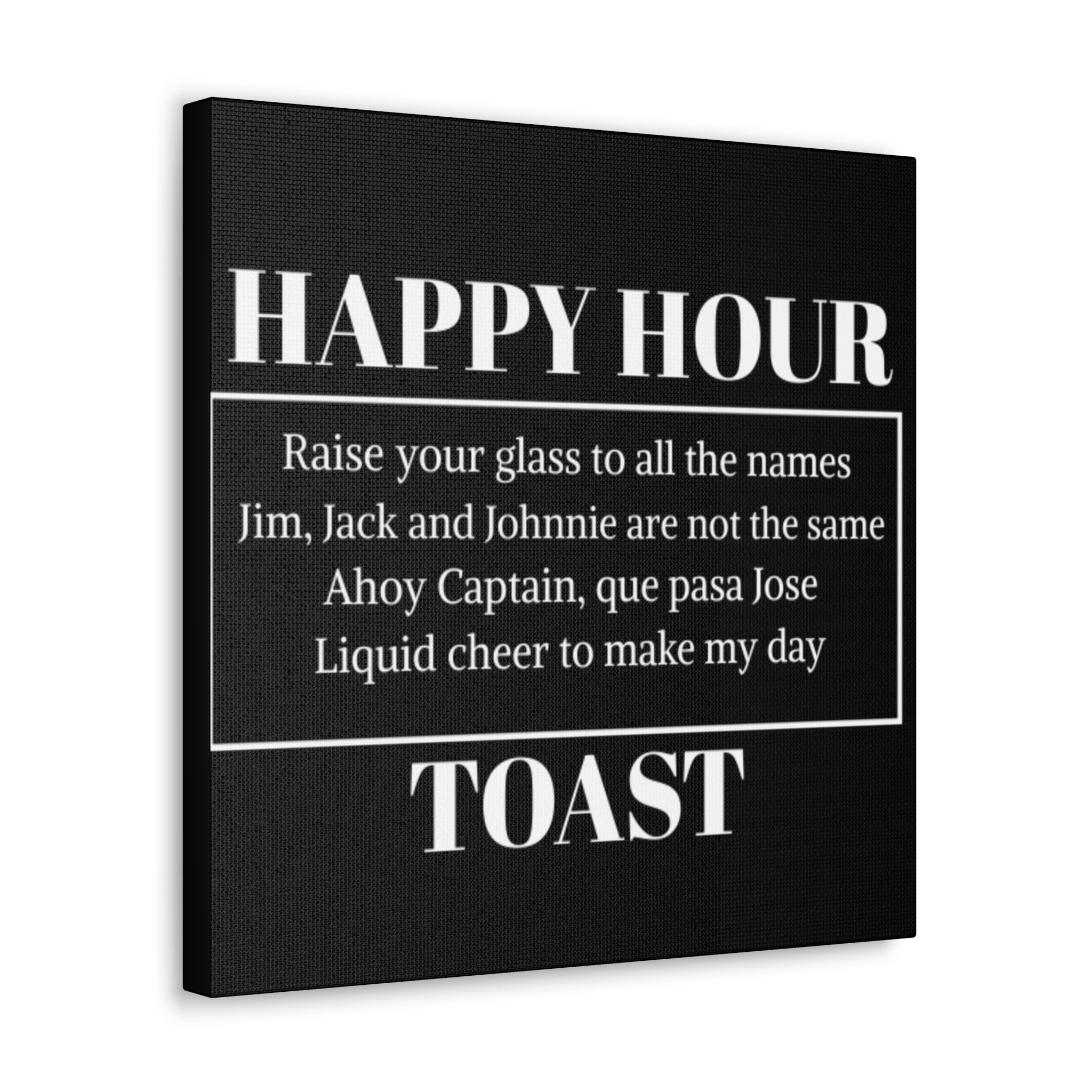Happy Hour Toast Canvas Wall Art — Bar Sign Quote Decor
