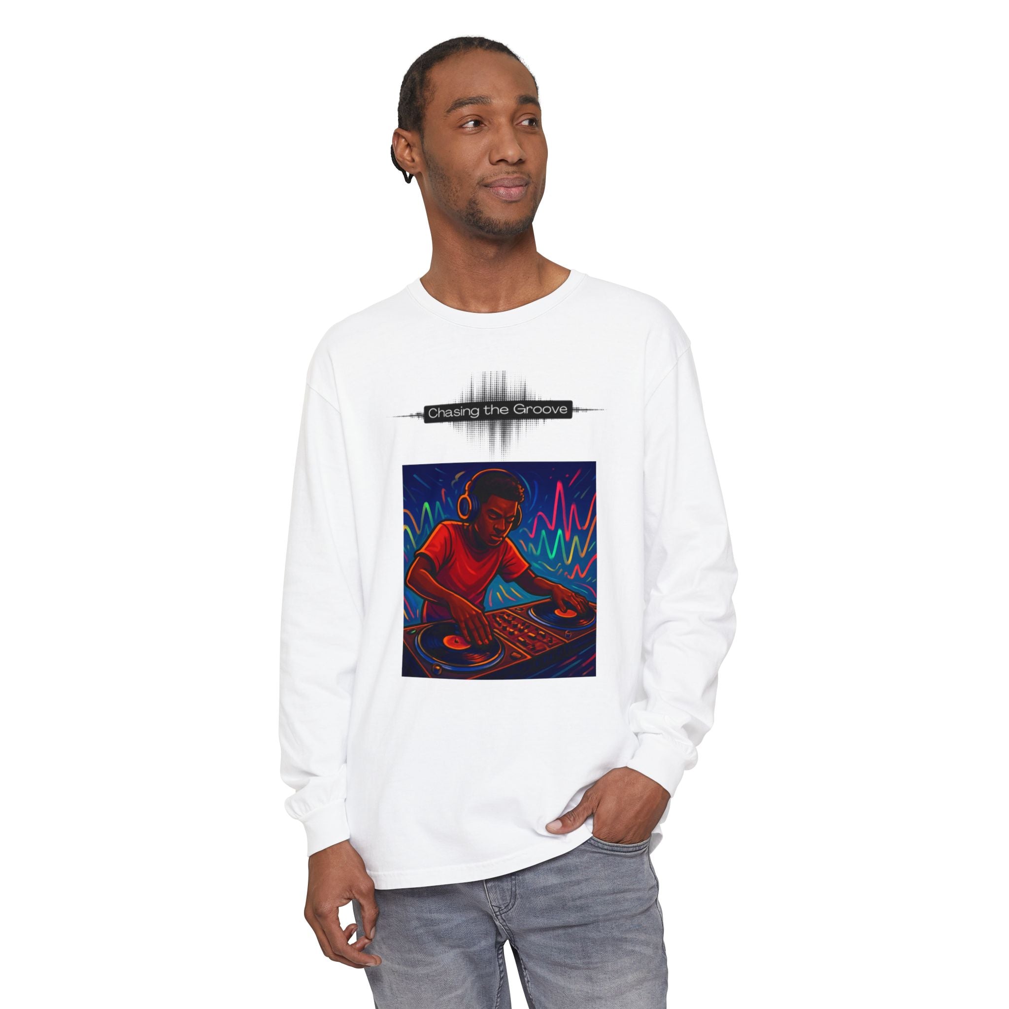 "Chasing the Groove" Long Sleve T-Shirt  Minimal Front + Original Art Back